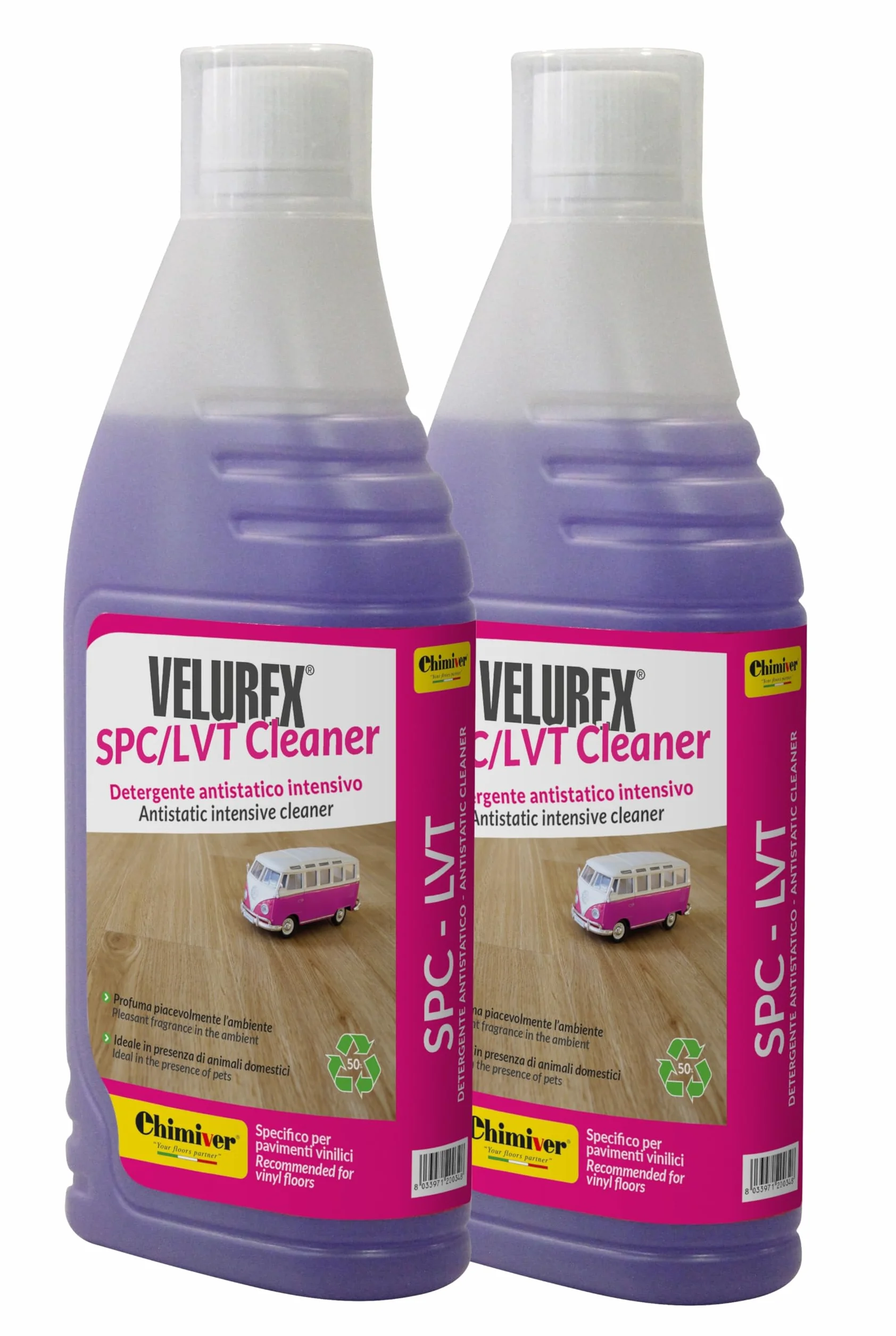 Chimiver VELUREX SPC/LVT Cleaner Kit 2 Pezzi - Detergente Antistatico per Pavimenti Vinilici
