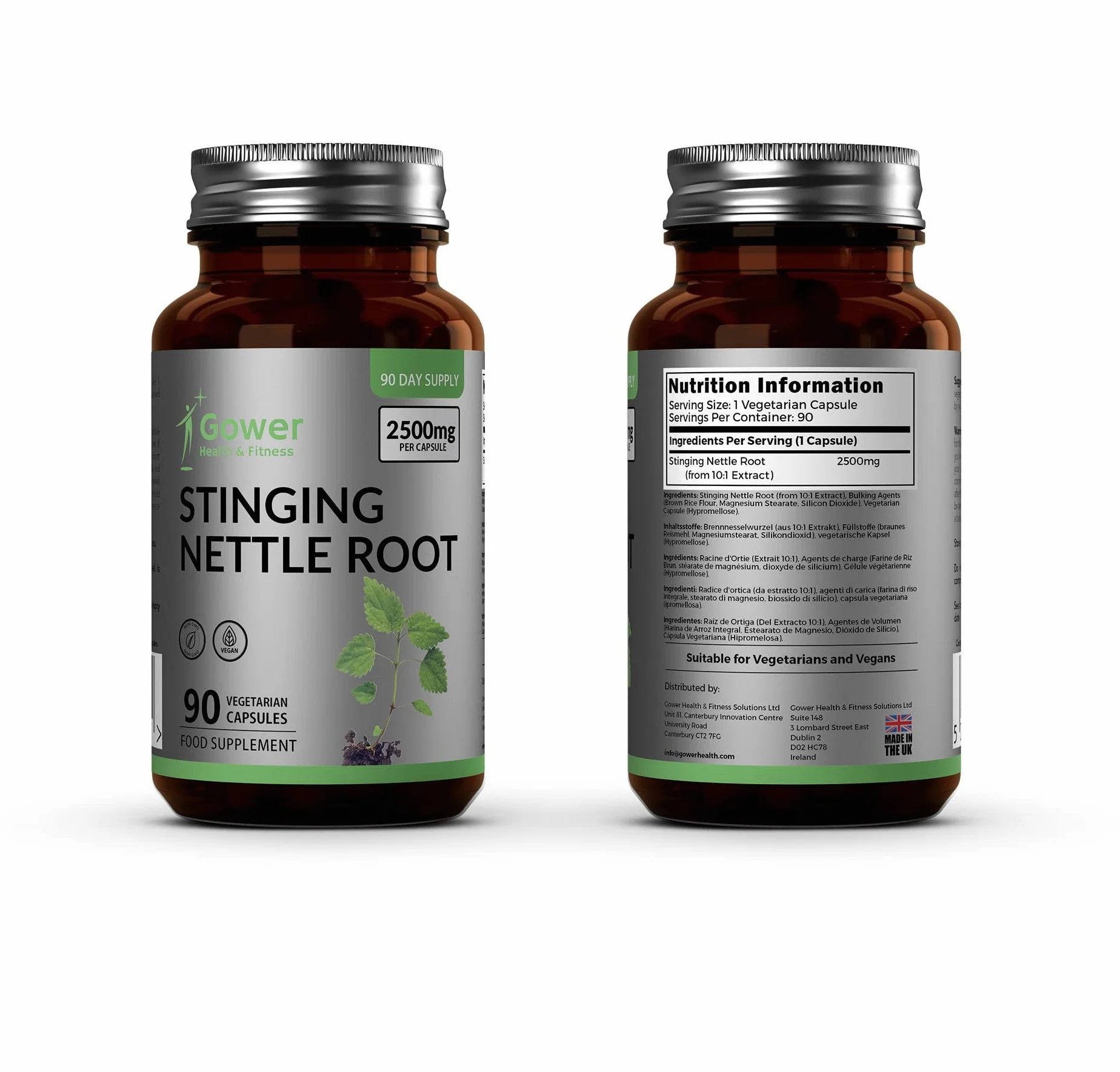 GH Radice Ortica Integratore 90 Capsule 2500 mg per Dose Estratto 10:1 Non-OGM senza Glutine e Latticini