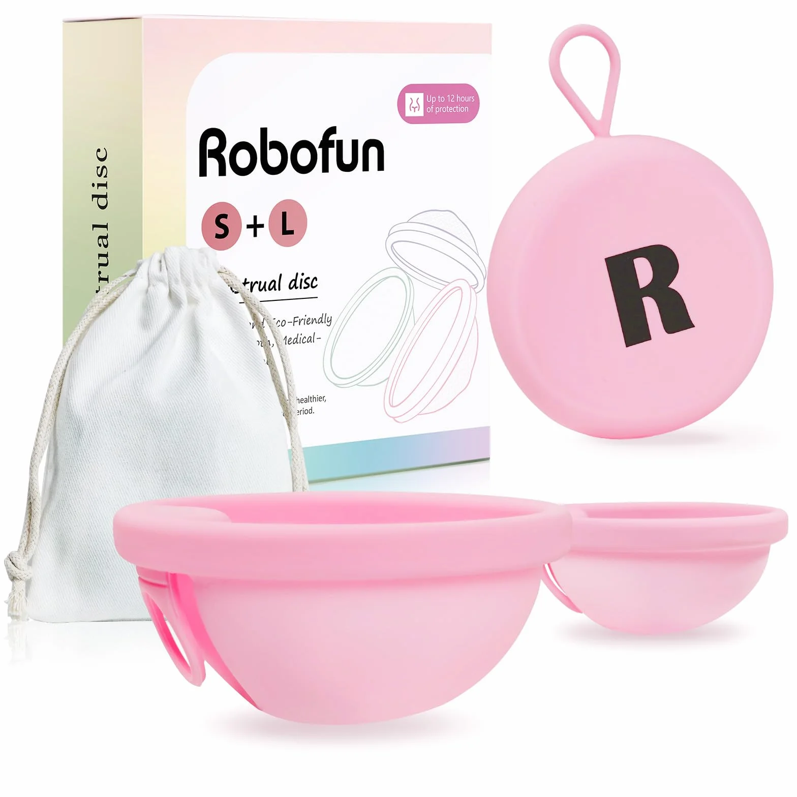 Coppetta Mestruale, 2 Pezzi (S+L) – Coppetta Mestruale Riutilizzabile in Silicone Medico 100% per Tutti i Periodi Mestruali, Senza Rischio per lo Sport e il Nuoto - Rosa