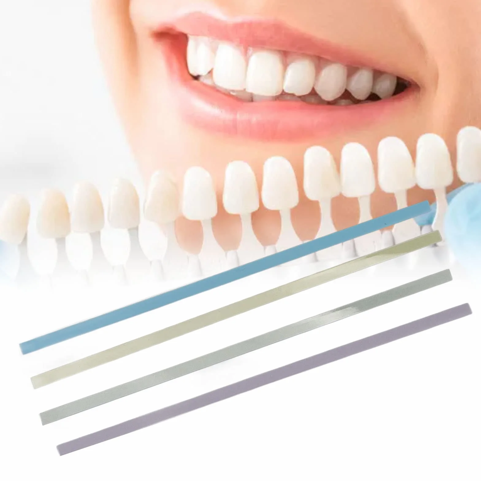 60 Strisce Abrasive Dentali, 4 X 150 Mm, 4 Tipi Strisce per Lucidatura Dentale Grossolane E Fini Carta Abrasiva, Faccette Dentali per La Cura Orale per Lo Sbiancamento Dei Denti, Pulizia Profonda Kit
