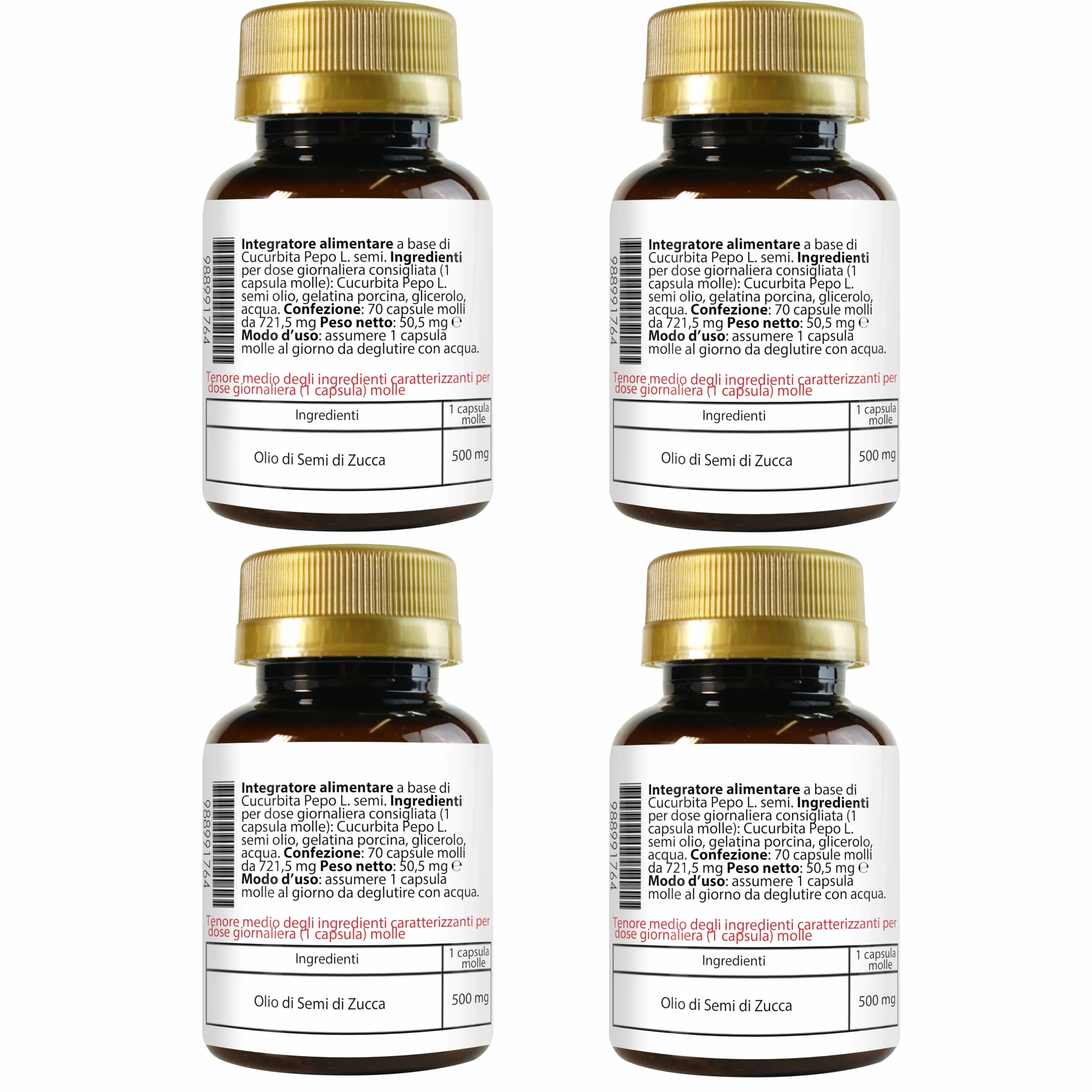 Semi di Zucca 280 Softgels | Olio Spremuto a Freddo con Omega 3, 6, 9, Acido Linoleico e Oleico