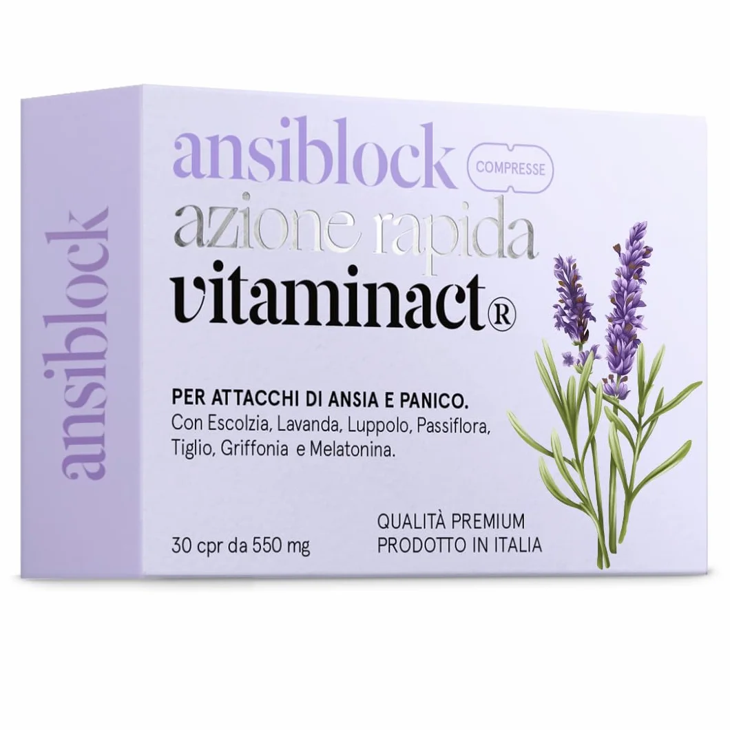 Ansiblock Integratore Ansia Azione Rapida con Passiflora Griffonia Melatonina Escolzia