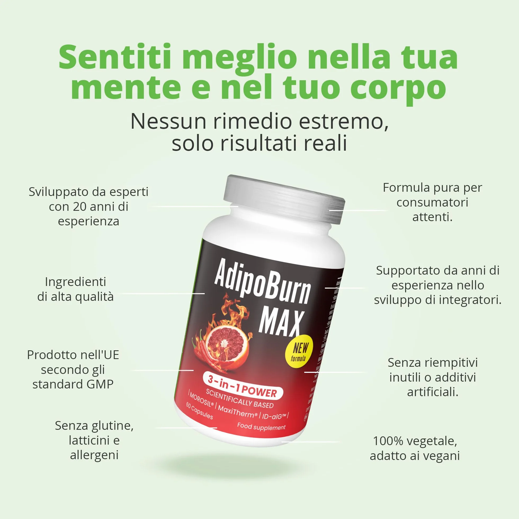 Morosil 400 mg, Alga bruna, Vitamina C, Iodio, Tè verde, Pepe di cayenna, Vitamina B6 - Slimmium AdipoBurn MAX, 60 capsule di Sensilab