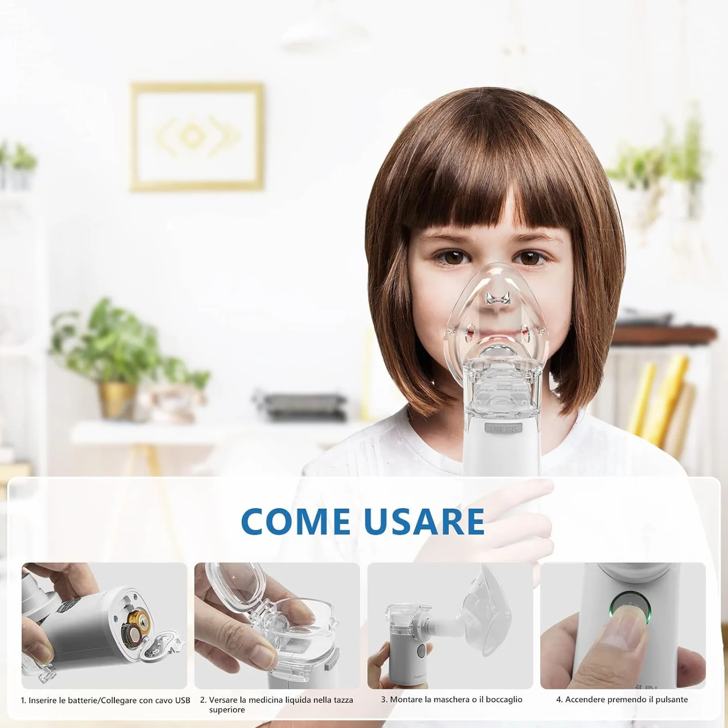 Hangsun Aerosol Portatile Ultrasuoni Silenzioso per Adulti e Bambini Nebula Mesh con Borsa Stoccaggio Batteria USB