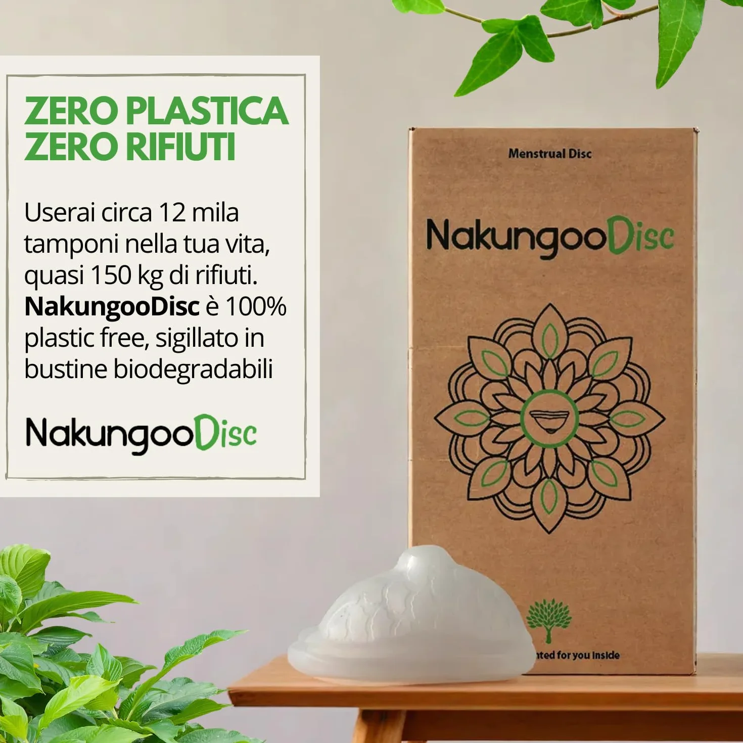 Nakungoo Disc Disco Mestruale Morbido 100% Silicone Medicale Certificato, Riutilizzabile, per Rapporti Sessuali | Kit 2 Misure (S e L) per Flusso Abbondante e Leggero con Sterilizzatore ed Accessori