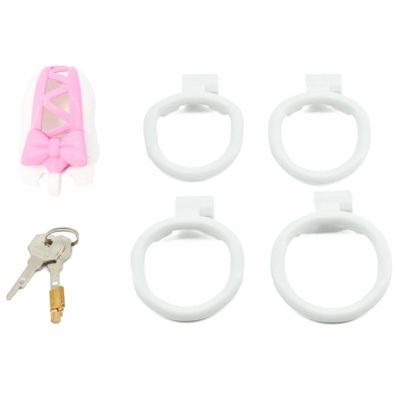 Gabbia per allenamento fitness cava maschile con anelli di 4 misure, blocchi di colore rosa e bianco, set invisibile leggero e traspirante -A84IT