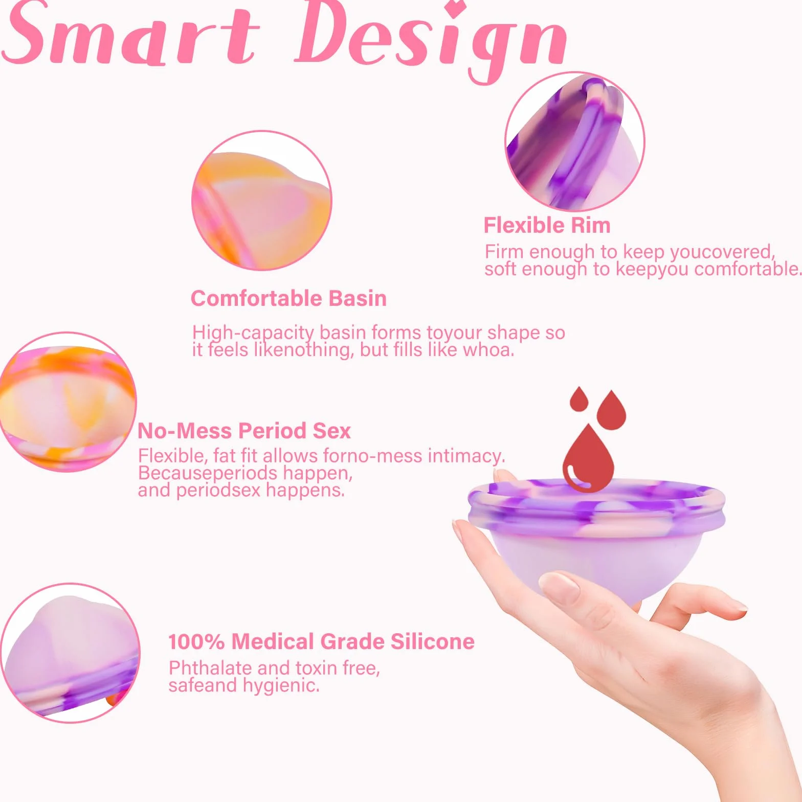 2 Pezzi di Disco Menstruale, Coppa Mestruale con Periodi Della Dimensione M+L, Tazza Mestruale Riutilizzabile Realizzata in Silicone Medico al 100% per Donne Sport, Nuoto e Intimità Attive