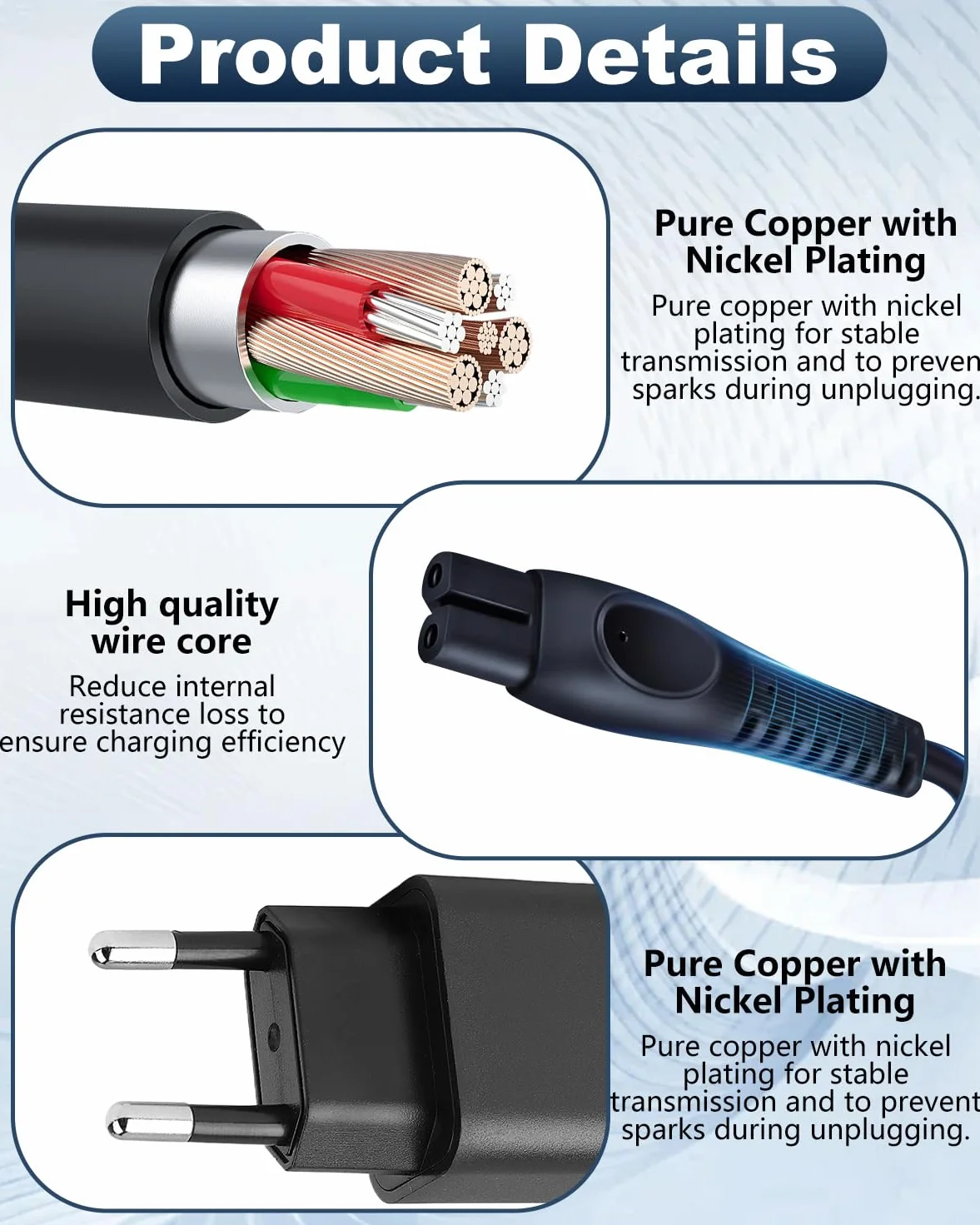 Caricabatterie 5V 1A per Rasoio Philips OneBlade QP2724 QP2734 QP2824 QP2834 QP4631 MG9530 MG7910 MG5910 S7887 S5898 PQ888 PQ889 Cavo USB 1M