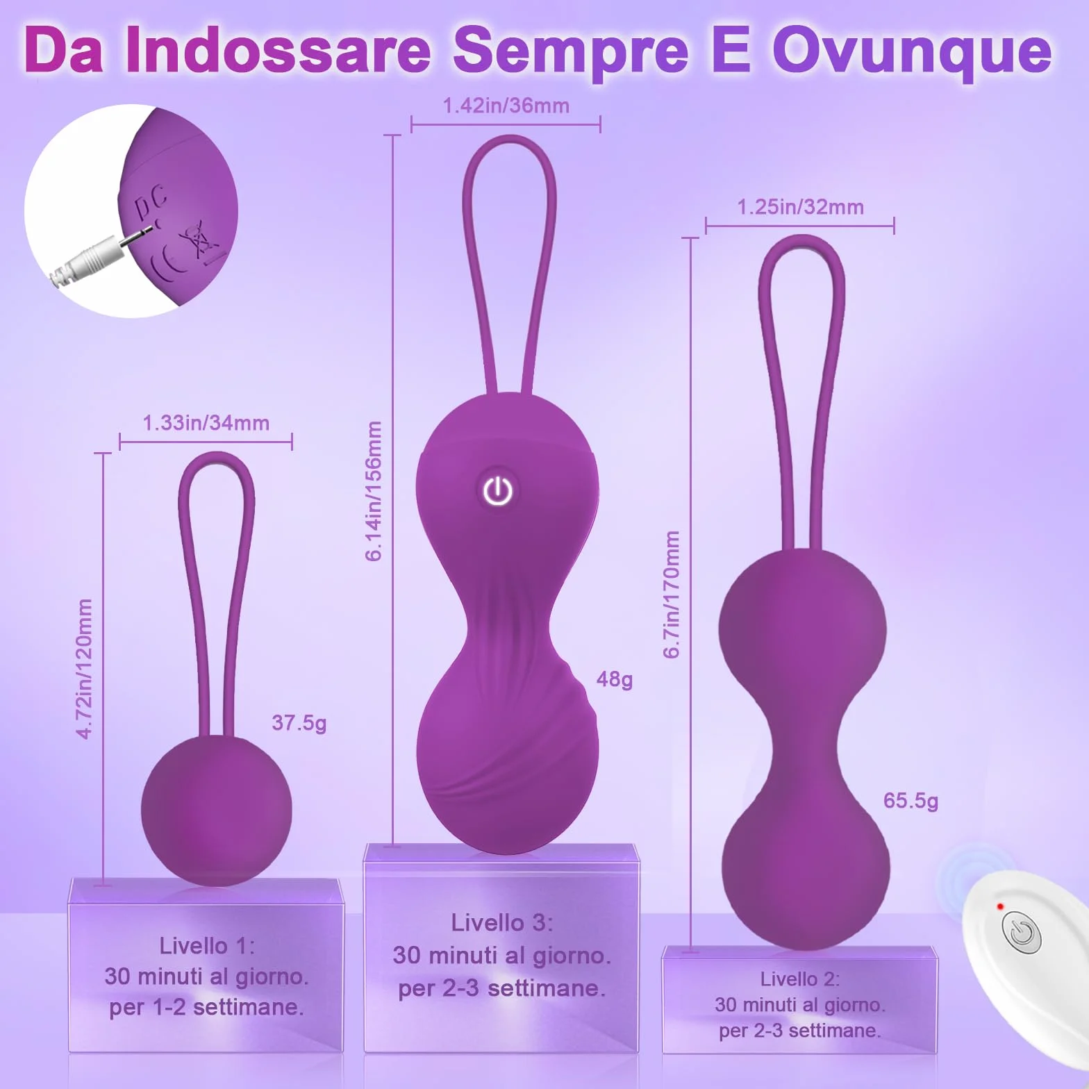Vibratoreper Donna Professionale Ovetto Vibrante Donna Telecomando Vibratore Vibratoriper Donne 3 IN 1 Palline di Kegel Sex Toys con 10 Modalità, Esercizi Per il Pavimento Pelvico Sexytoysys Donna