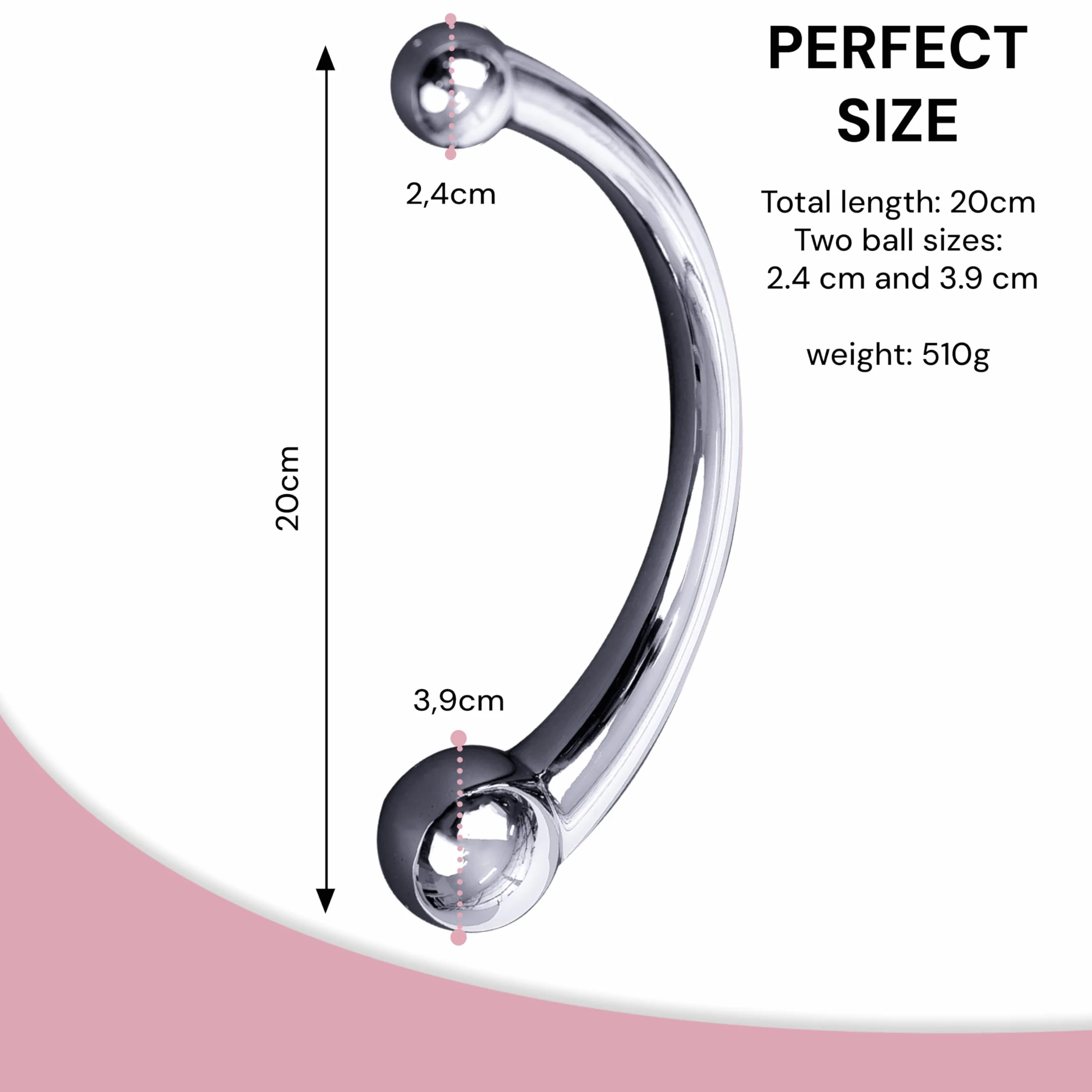 Doppio dildo anal plug in metallo 20 cm Dildo prostata doppio per uomini e donne dildo anale in acciaio sex toy dildo anale in metallo color argento Peso 510 g Dildo per uomini FOPS A110L