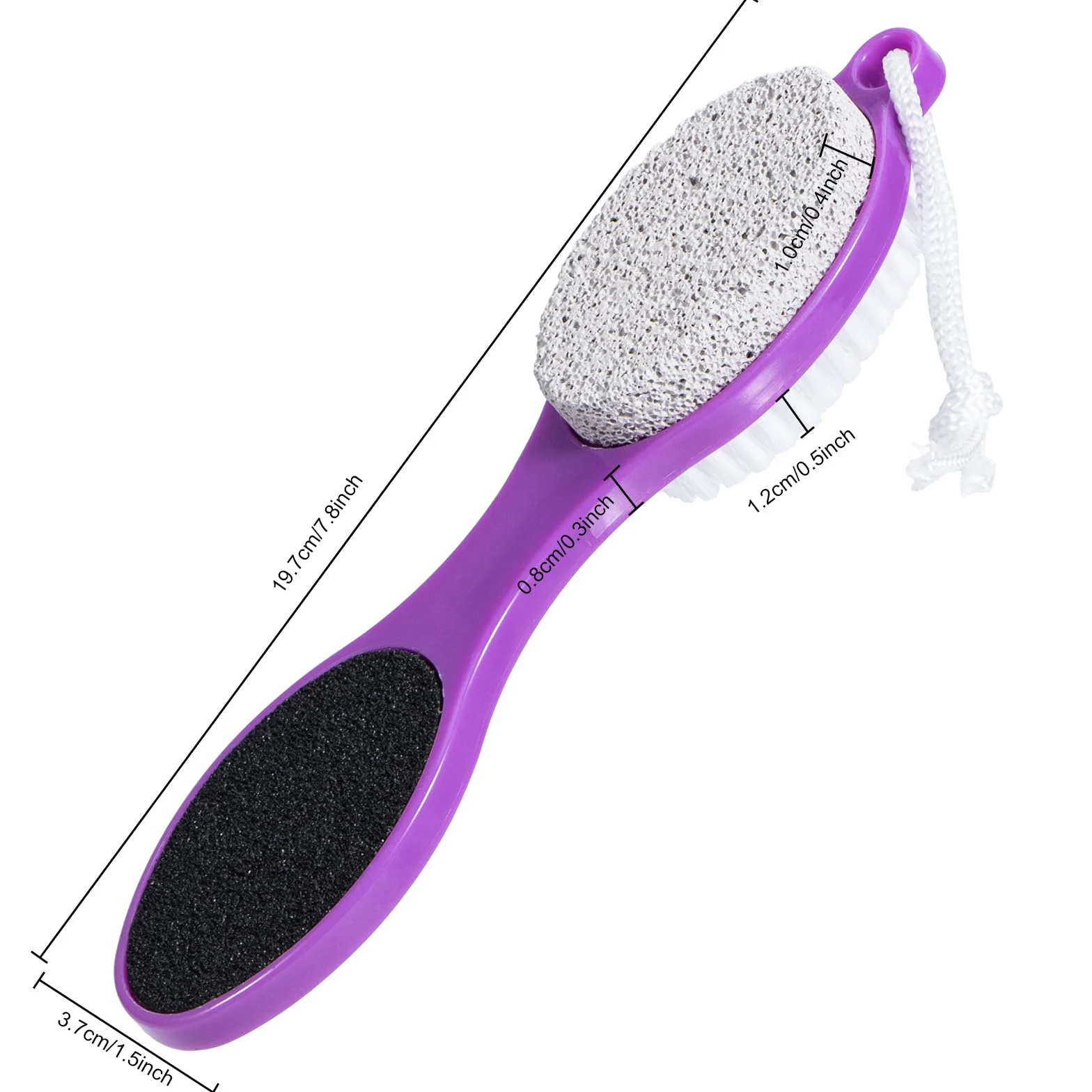 Spazzola in pietra pomice per piedi 4 in 1, scrubber doccia, lima calli, raspa e carta abrasiva, strumenti pedicure con manico