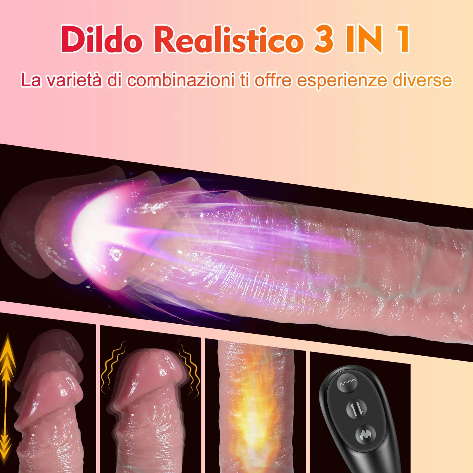Dildo Anale Vibratoreper Donna Professionale - Vibratore Realistico Riscaldante Sex Toys Donne con Modalità Vibrazione e Spinta, Vibratori per Donne Punto G con Telecomando, Sexytoysys Donna e Uomo