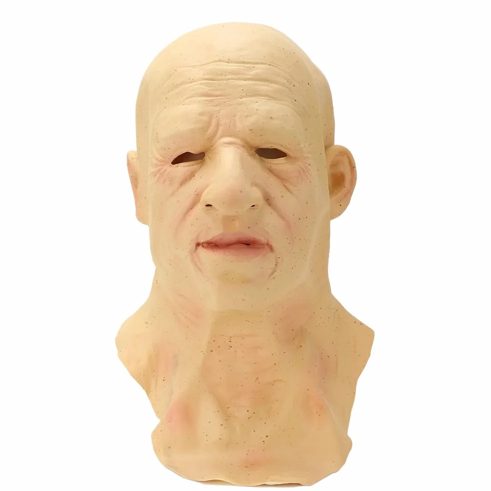 HEEPDD Copri Viso da Uomo Anziano in Lattice di Halloween, Copricapo Realistico con Bordo in Silicone Ultra Sottile