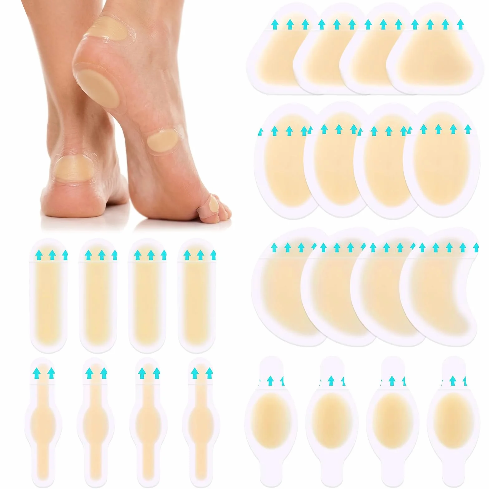 24 Pezzi Patch Anti Attrito Trasparenti Per Piedi, Cerotti Per Vesciche Per Tallone Dita E Avampiede, Protezioni Adesive Invisibili Per Scarpe Strette E Stivali, Per Camminare Correre E Attivita