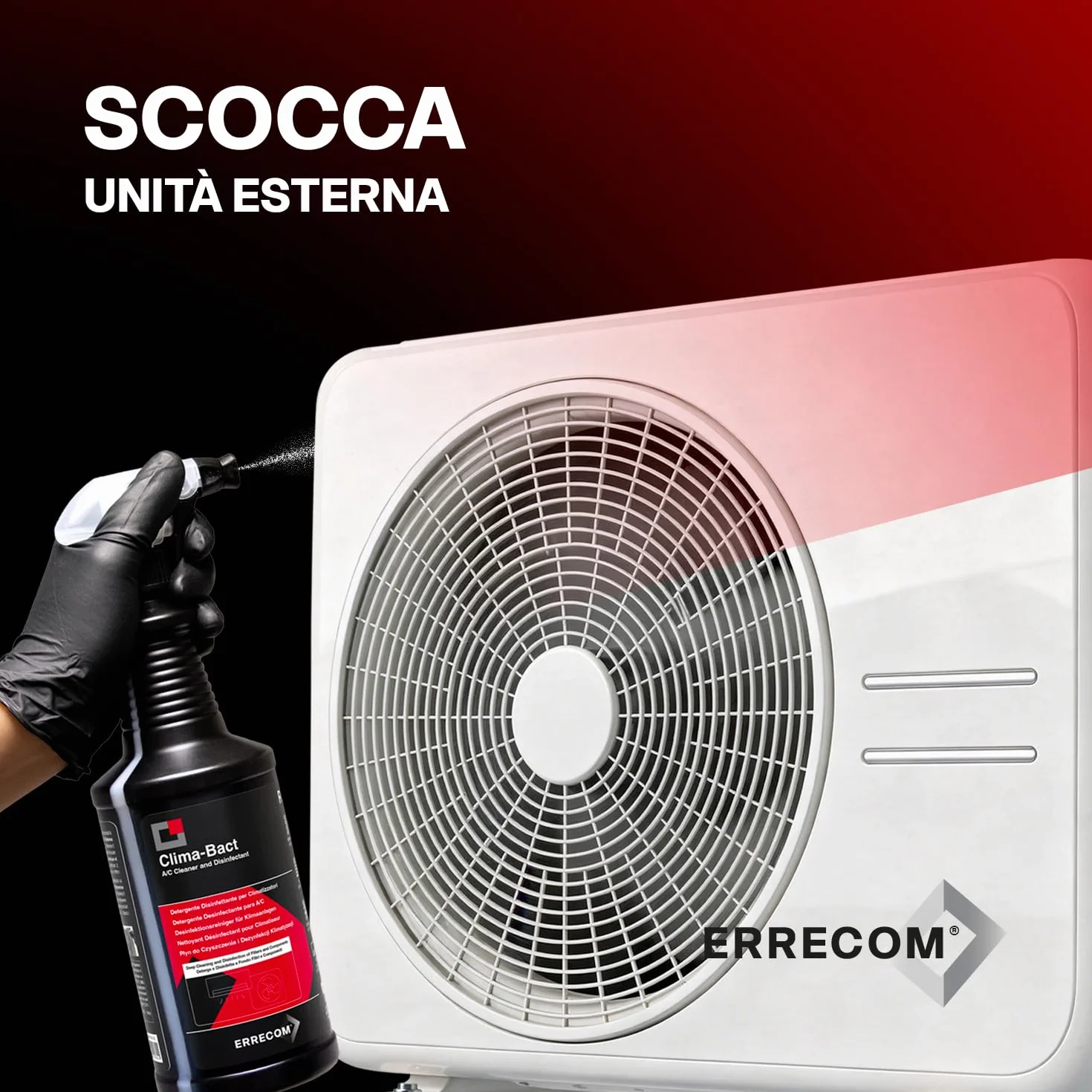 ERRECOM Clima-Bact Detergente Disinfettante per Climatizzatori 1L Biocida Biodegradabile