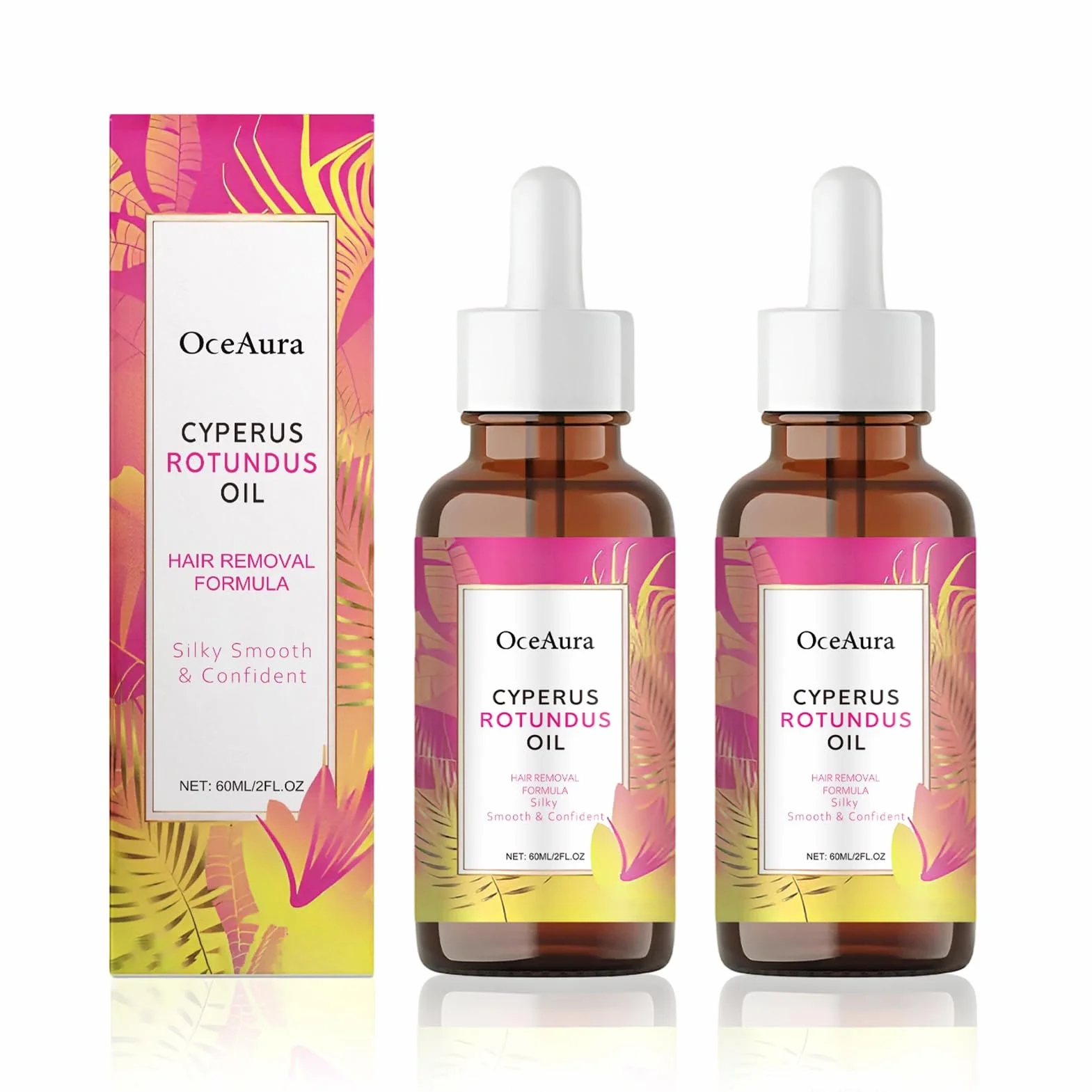 Cyperus Rotundus Oil 60ML Hair Removal, Riduce i pori e inibisce la crescita dei peli, Adatto a tutti i tipi di pelle (Rosa)