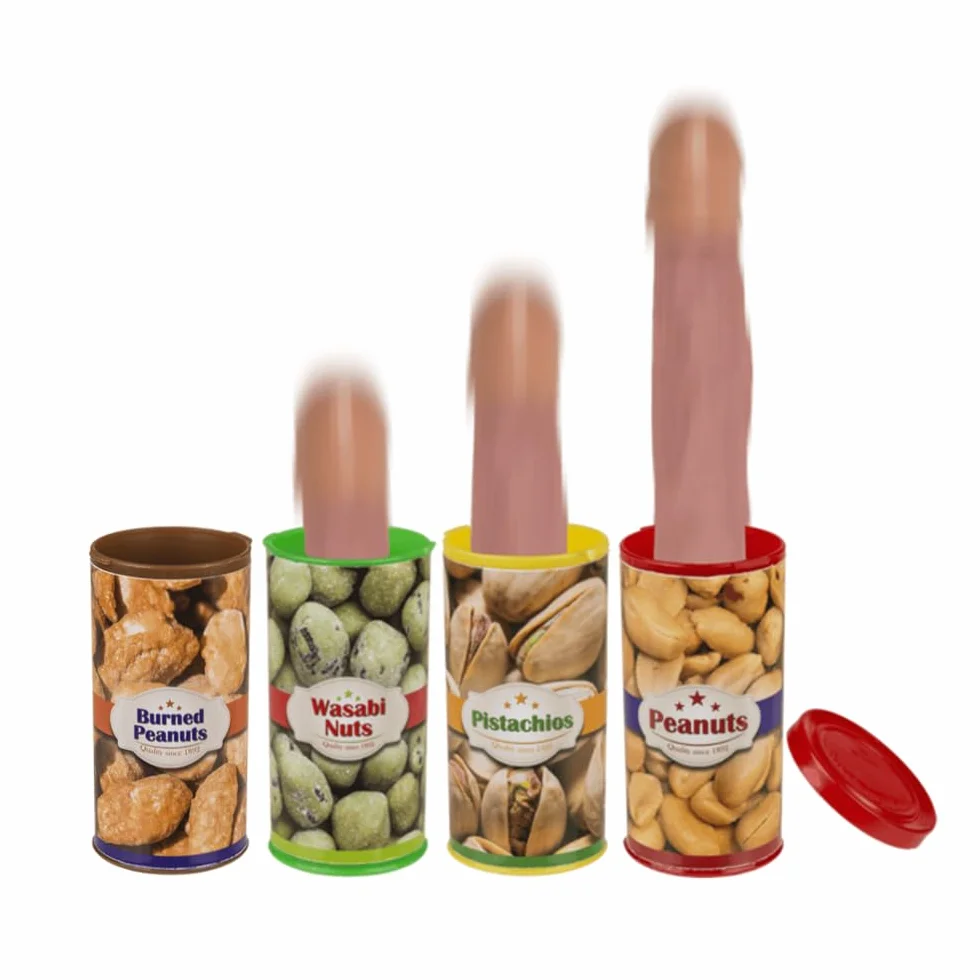 Un pisello sorpresa a molla nel barattolo di wasabi nuts pistachios burned peanuts gadget per adulti della futura sposa alla festa hot di addio al nubilato 18+