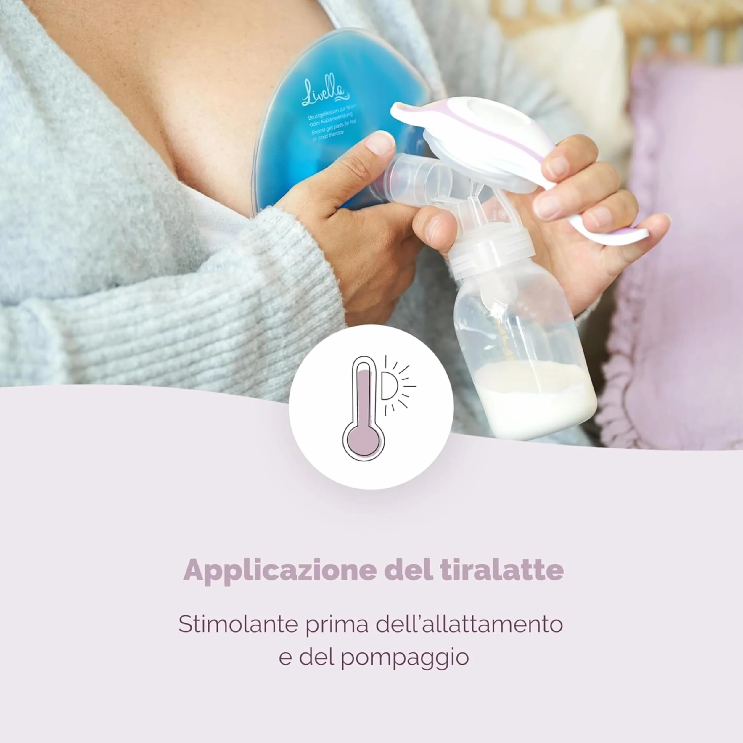 Cuscinetto in gel per il seno Livella 3 in 1 - uso freddo e caldo allattamento tiralatte - 2 pad 2 custodie