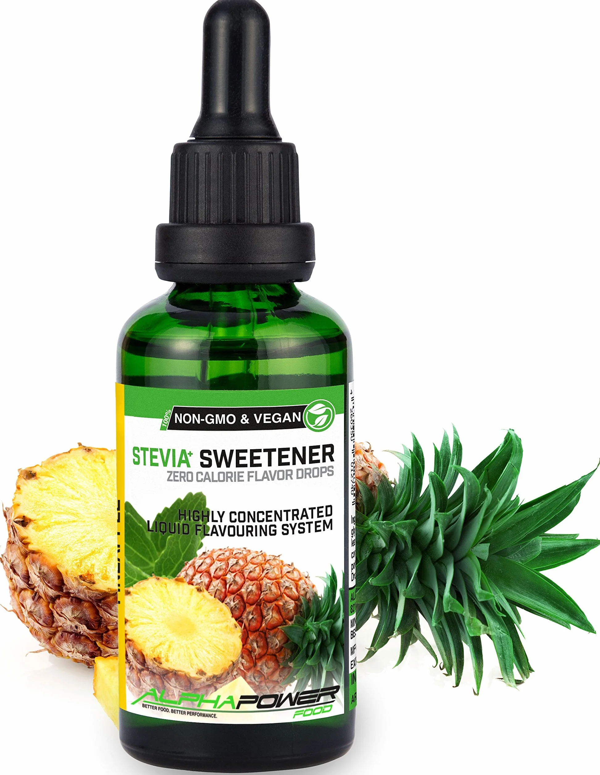Stevia liquida 5x50ml Gocce aromatizzanti dolcificante lamponi succosi ananas mango ciliegia pesca