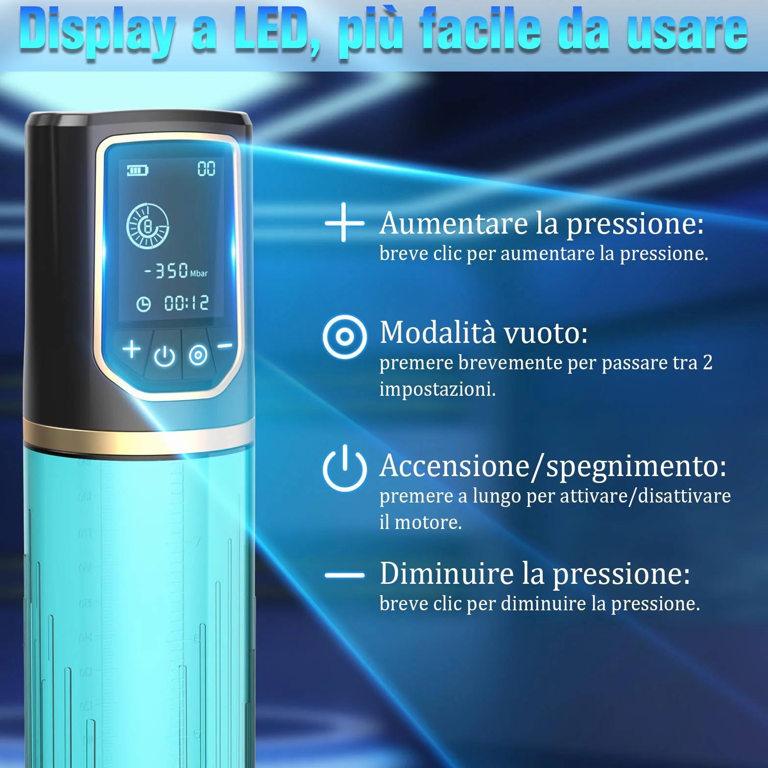 Ingrandimento Elettrica Pompa per Pene - Sex Toys Uomo con 8+8 Modalità di Aspirazione Masturbtore per Uomini Vacuum Device