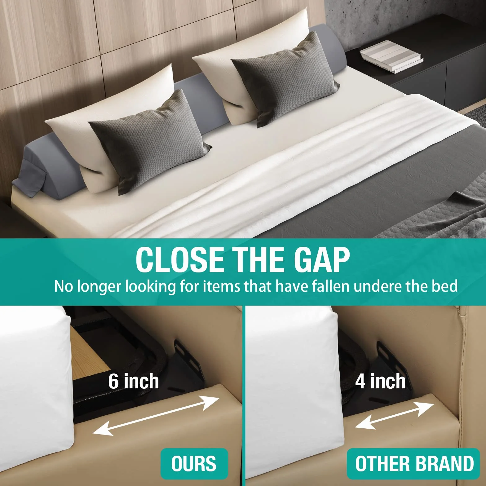 BIGGRAY-T Cuscino a cuneo per letto arcuato