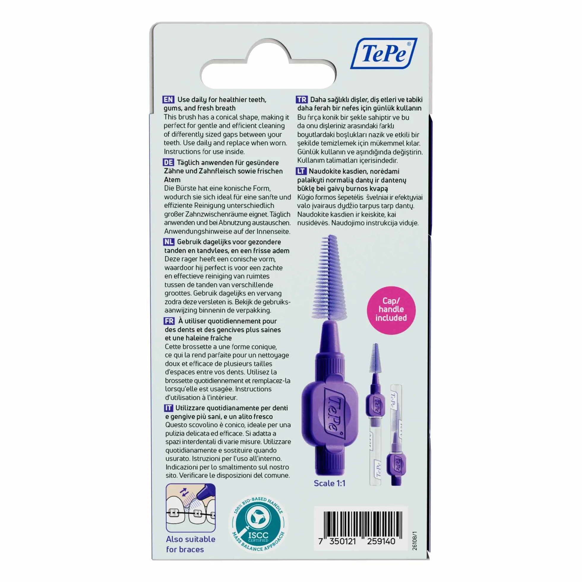 TePe EasyFit™ Viola M/L 6 pz rimozione placca spazi interdentali medi larghi