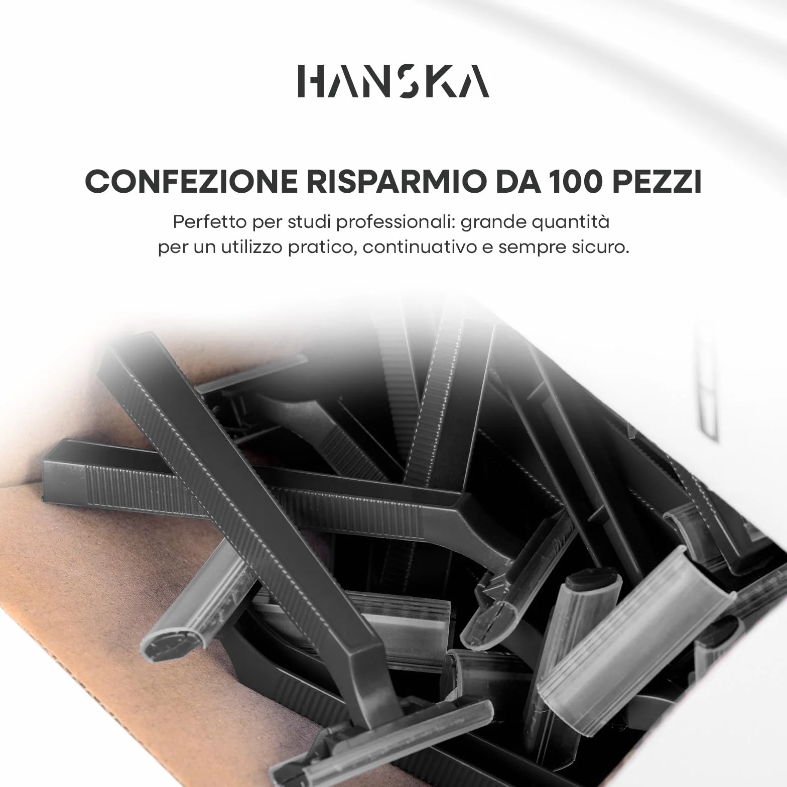 HANSKA Tattoo Supply - Rasoio usa e getta per tatuatori - Nero - Lama in acciaio di alta qualità - Confezione da 100 pezzi - Rasatura comoda (MONOLAMA)