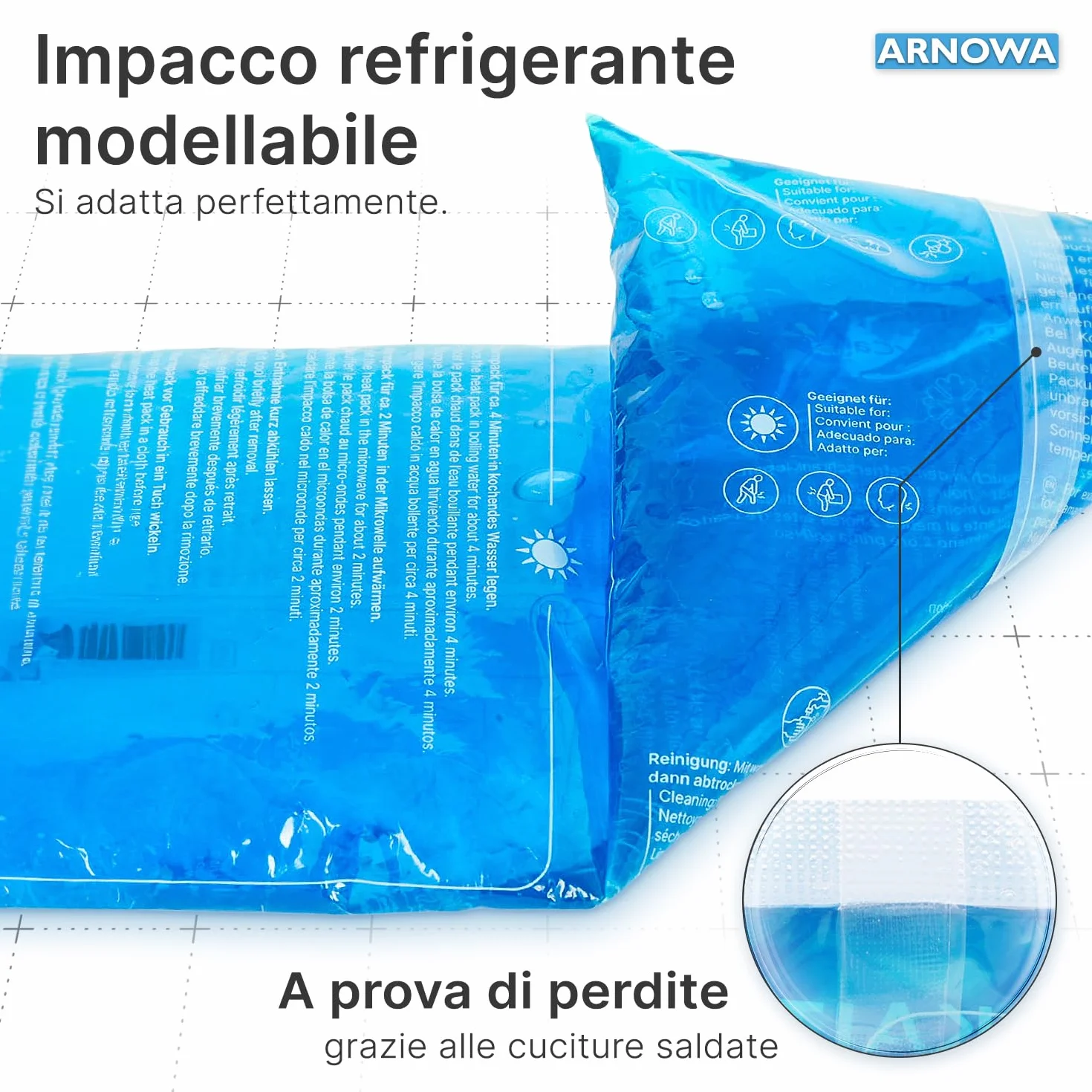 ARNOMED® Cuscinetti di gel di raffreddamento riutilizzabili, 2 pezzi taglie M, L e XL