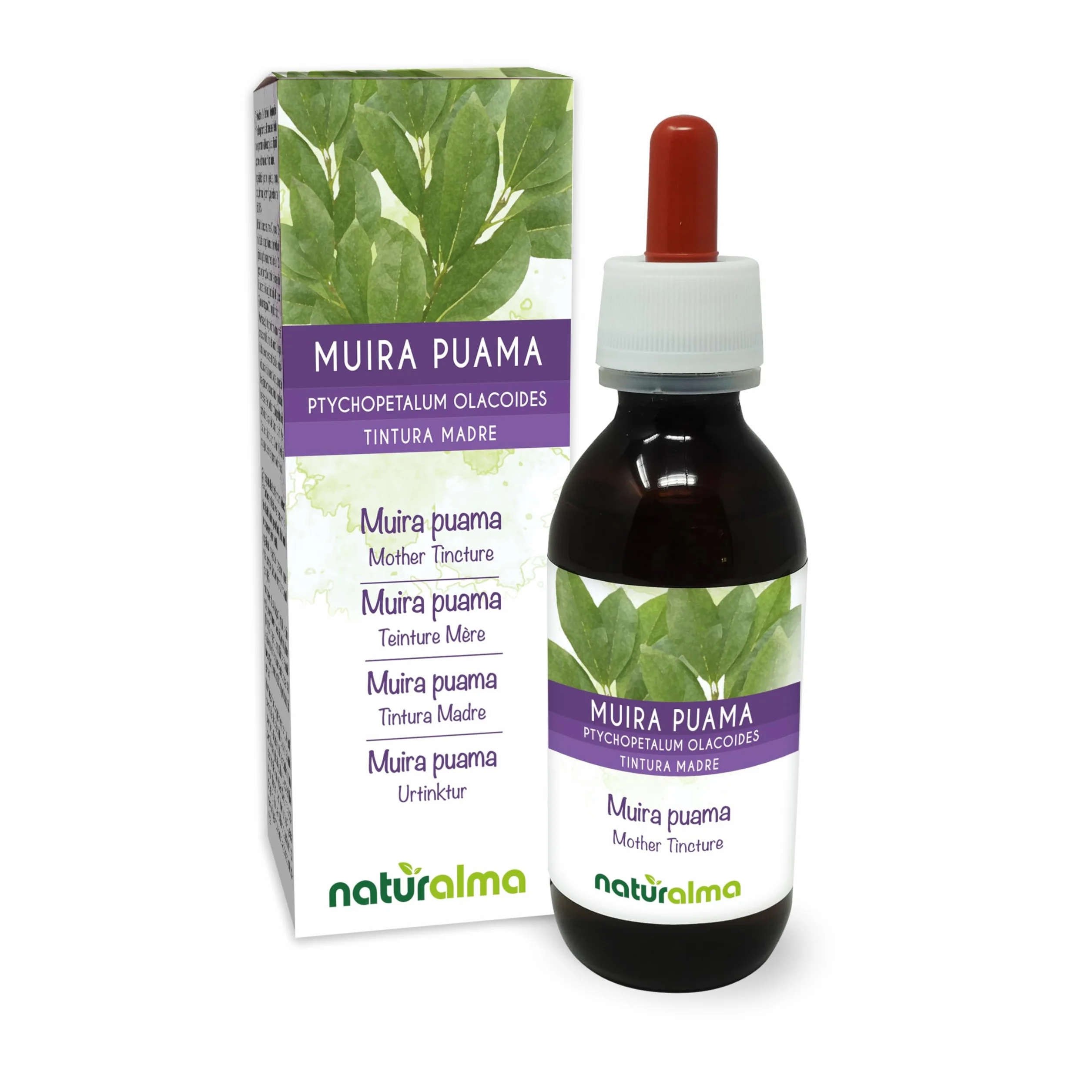 Muira puama (Ptychopetalum olacoides) cortecce Tintura Madre analcoolica Naturalma - Estratto liquido gocce 120 ml - Integratore alimentare - Vegano