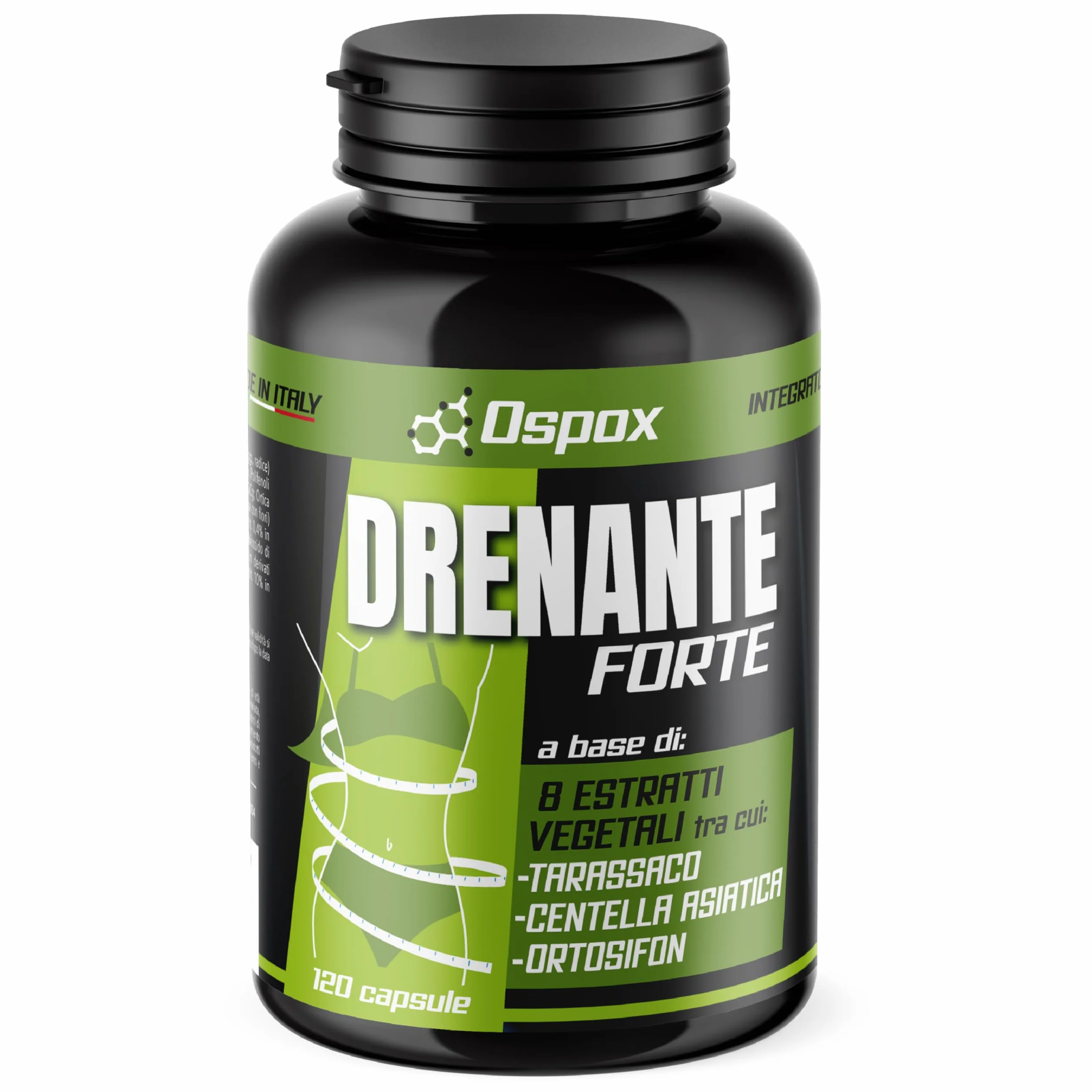 OSPOX Drenante Forte Diuretico 120 Capsule - Detox Ritenzione Idrica Cellulite Gambe Pancia Made in Italy