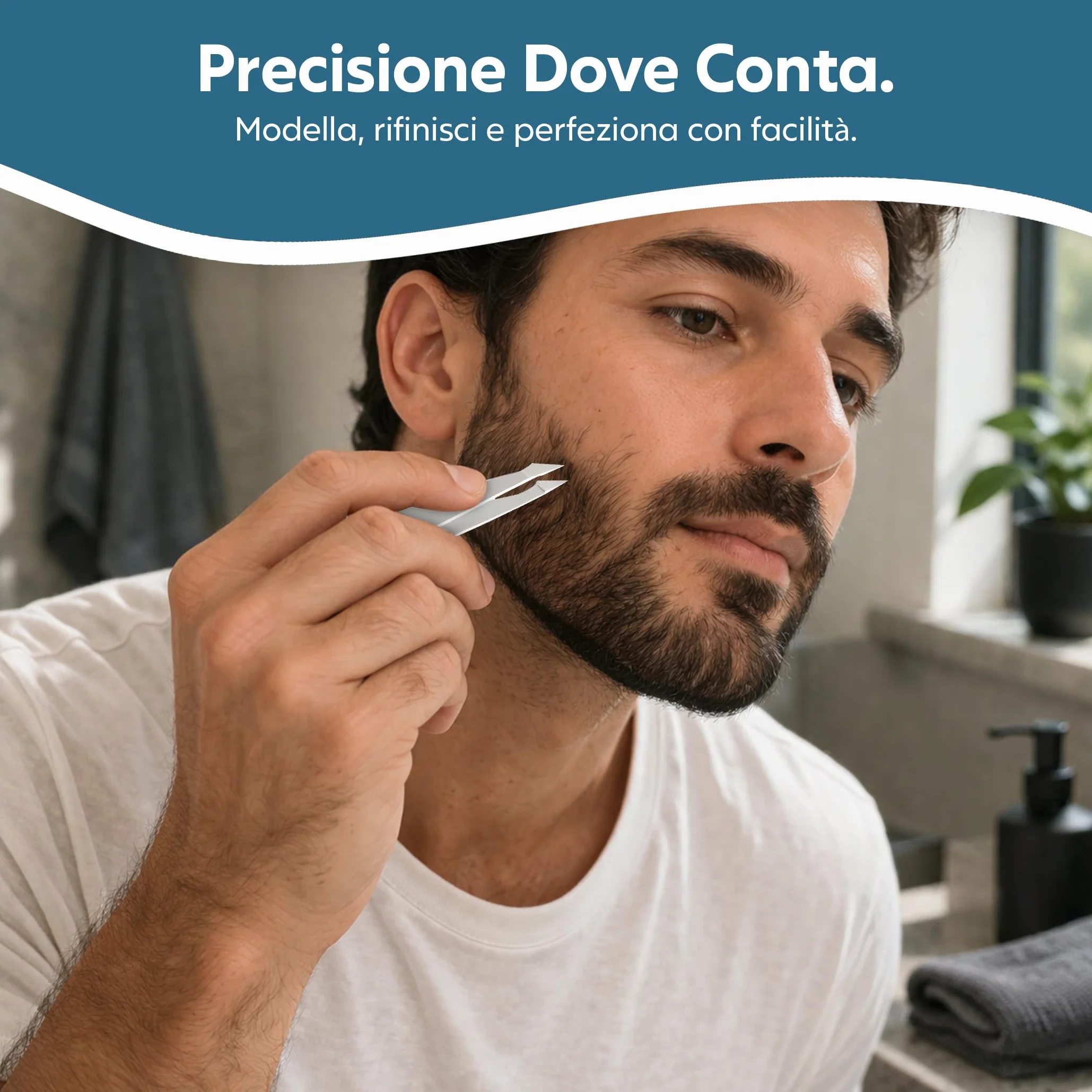 REMOS Pinzetta combinata in acciaio inox 9,5 cm - 2in1 per doppie punte e capelli - Satinato
