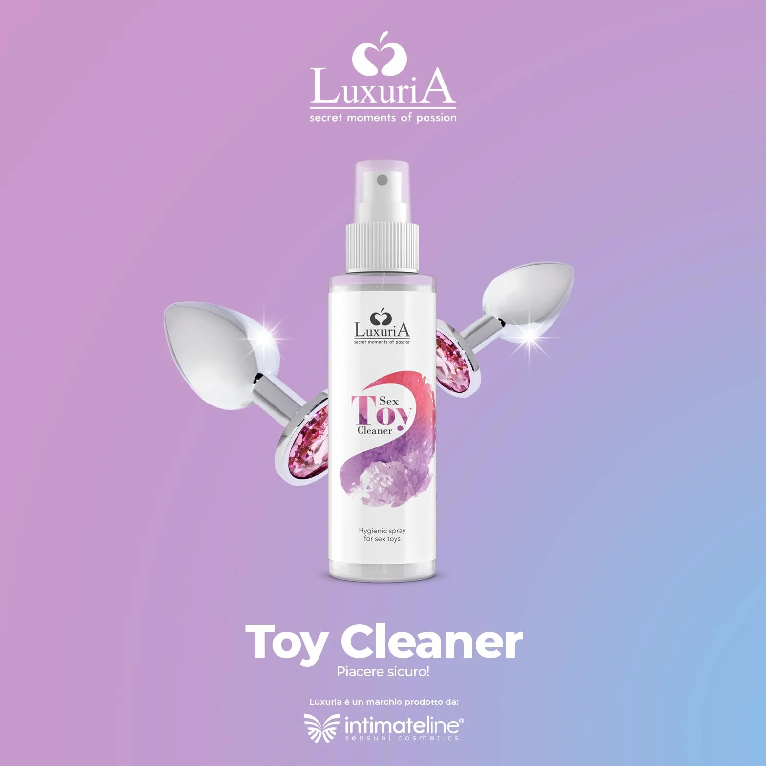 INTIMATELINE | Luxuria Toy Cleaner - Detergente e Igienizzante Specifico per Sex Toys, Azione Antibatterica, Alcohol Free, 100 ml