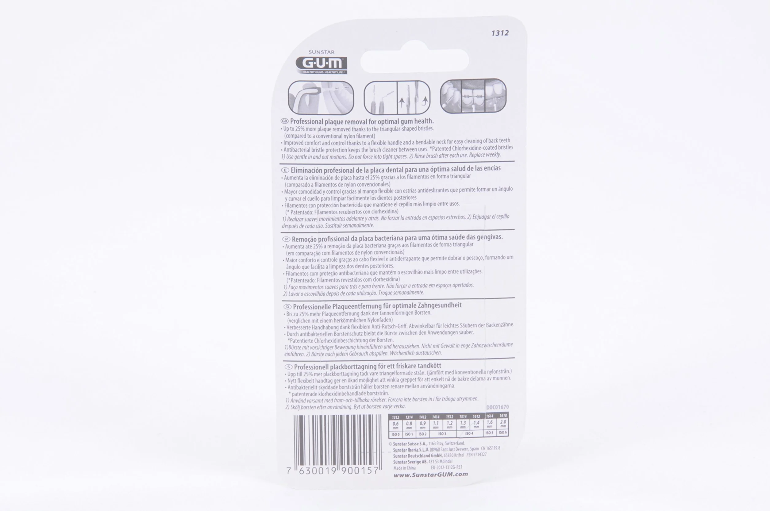 GUM TRAV-LER Spazzole interdentali 6 pezzi ISO 0 0,6 mm confezione risparmio 3 x 6 pezzi