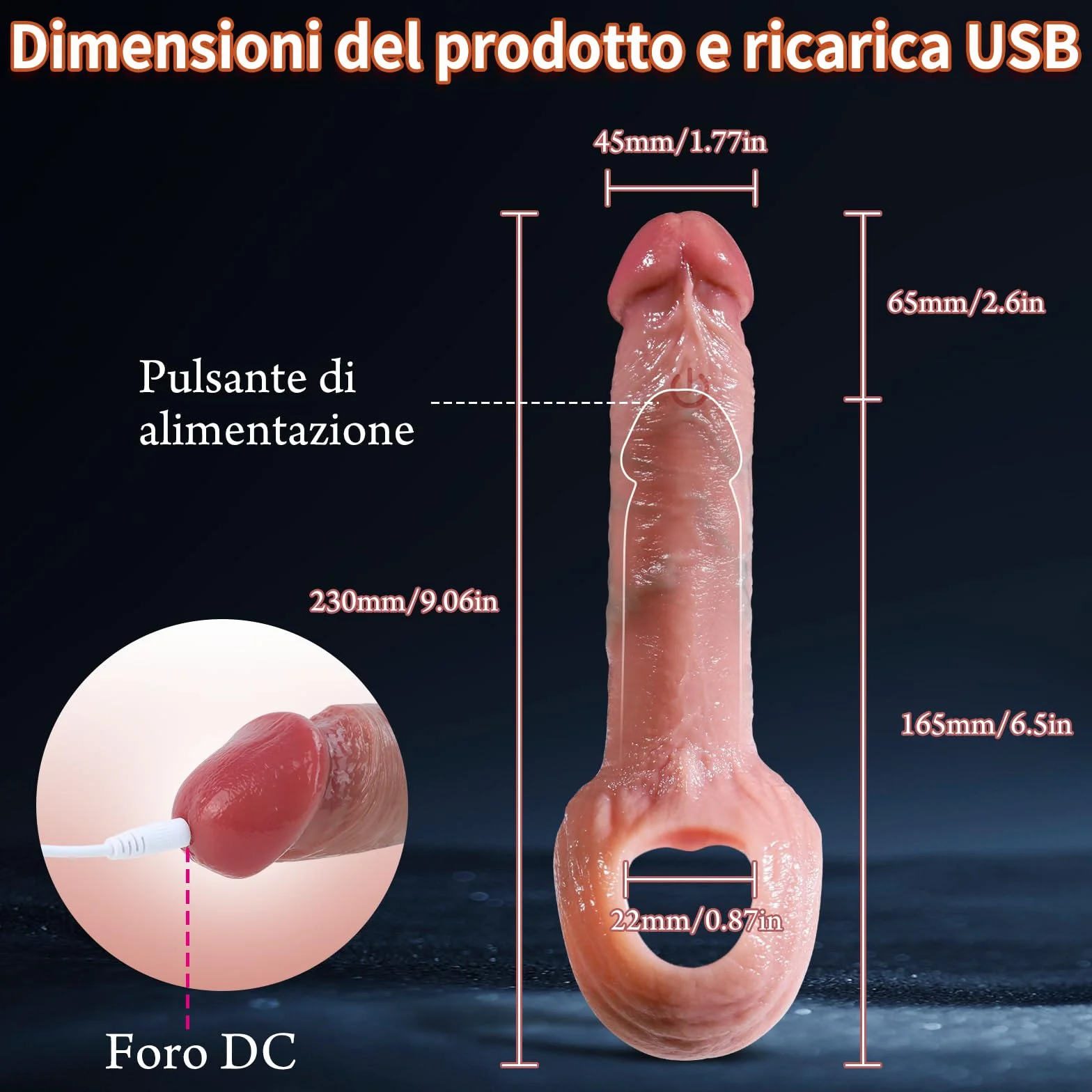 Sex Toys Coppie Guaina Pene Vibratore-2,6''Masturbtore per Uomini Prolunghe per il Pene Ritardare L'eiaculazione Precoce e Aumenta la Potenza per L'erezione,Sex toy con Anello Vibrante per il Pene