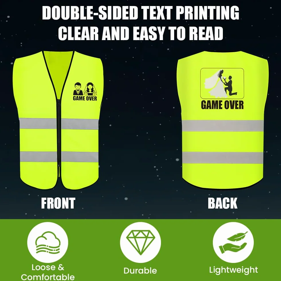 Addio al Celibato, Gilet Riflettente Sposo, Decorazione Giubbotto di Avvertimento, Maglietta Jga, Idea Regalo Divertente per Futuro Sposo Costume Addio al Celibato Uomo
