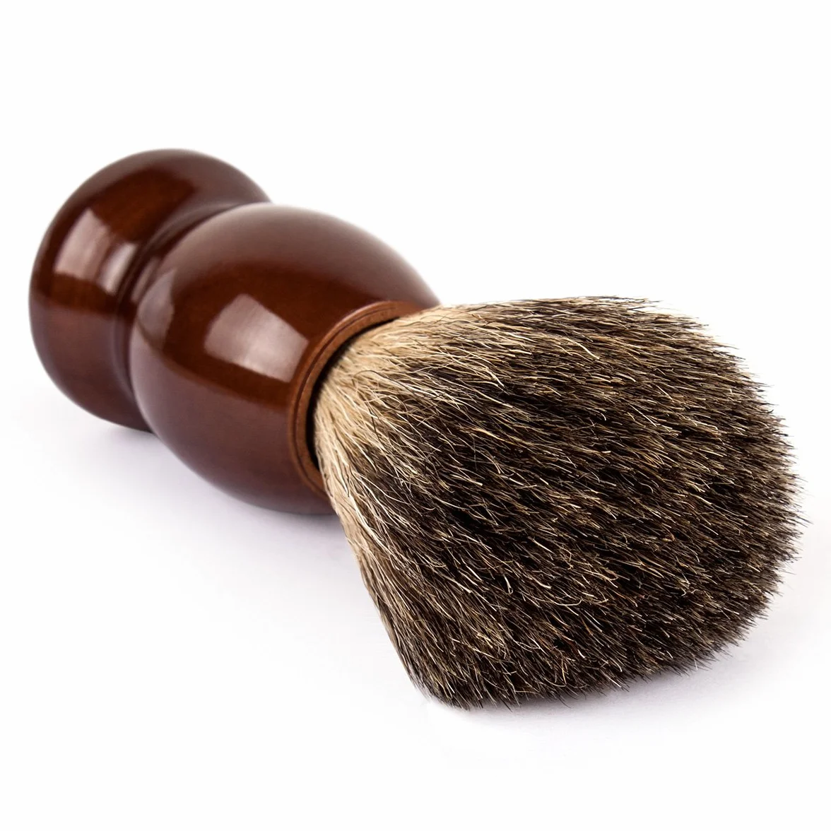QSHAVE - Pennello da barba fatto a mano, setole di vero pelo di tasso puro al 100%, con vere setole di tasso, manico in legno La scelta migliore per una rasatura umida con rasoio.