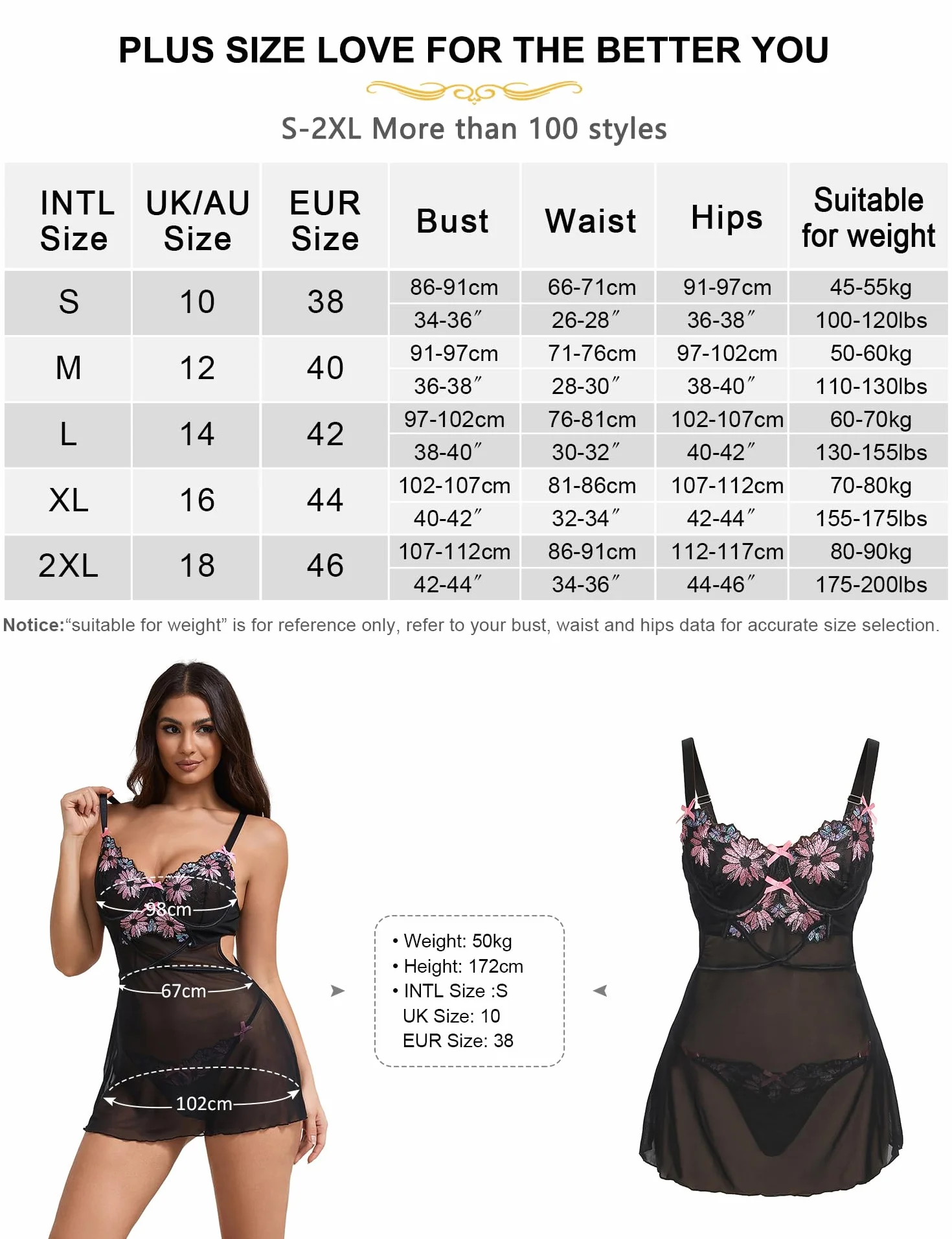 Ohmydear Babydoll Donna Pizzo con Ricamo Completo Intimo Reggiseno Push Up G-String Camicia da Notte Spalline Regolabile Lingerie