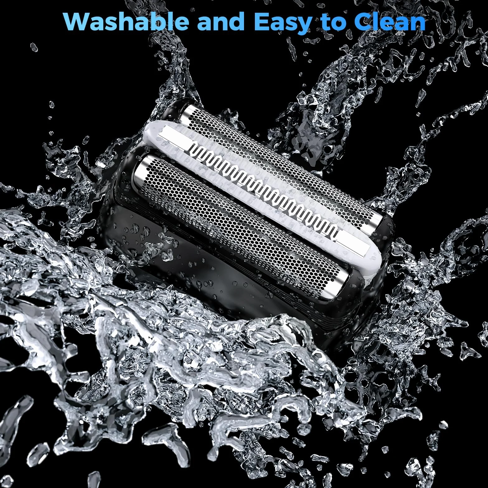 Testina Rasoio Compatibili Braun Serie 3 32B, Testine di Ricambio per Regolabarba Elettrico Barba Uomo Recupera il 100% delle Prestazioni Adatto per S3 300S 301S 310S 3020S 3030S 3040S (Nero)