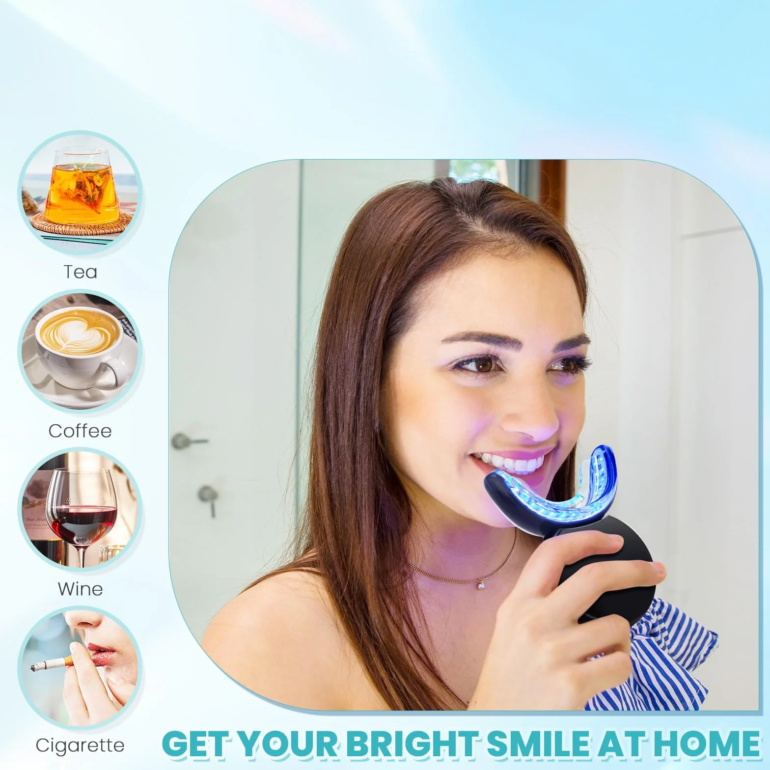 Kit Sbiancante Denti Professionale con 32X LED Lampada e 3 Gel, Rimuovi Macchie e Sbiancamento Immediato