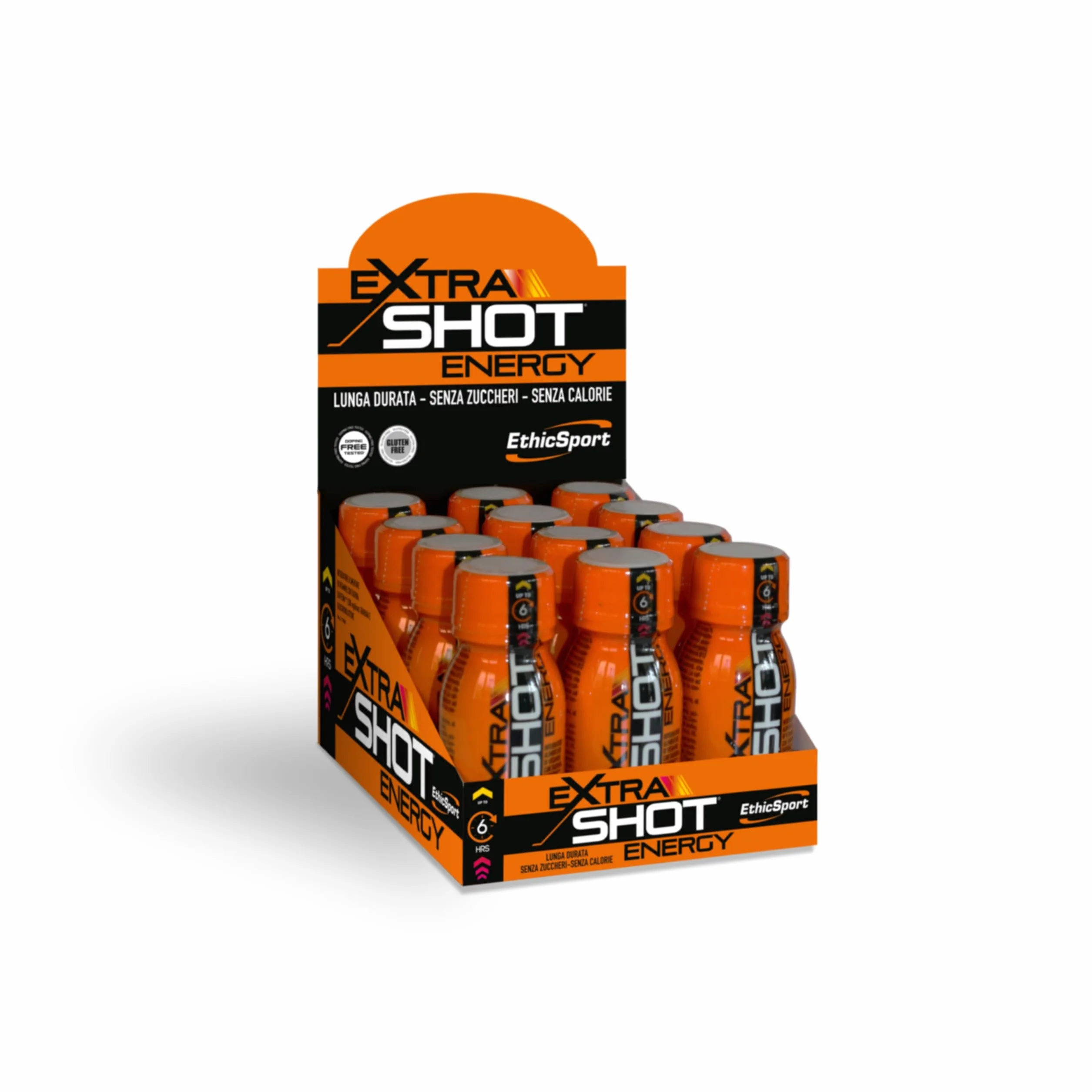 Extra Shot Energy EthicSport Energy shot Caffeina 200 mg Taurina Guaranà Vitamine B Focus concentrazione 12 flaconi 60 ml Senza zuccheri gluten free