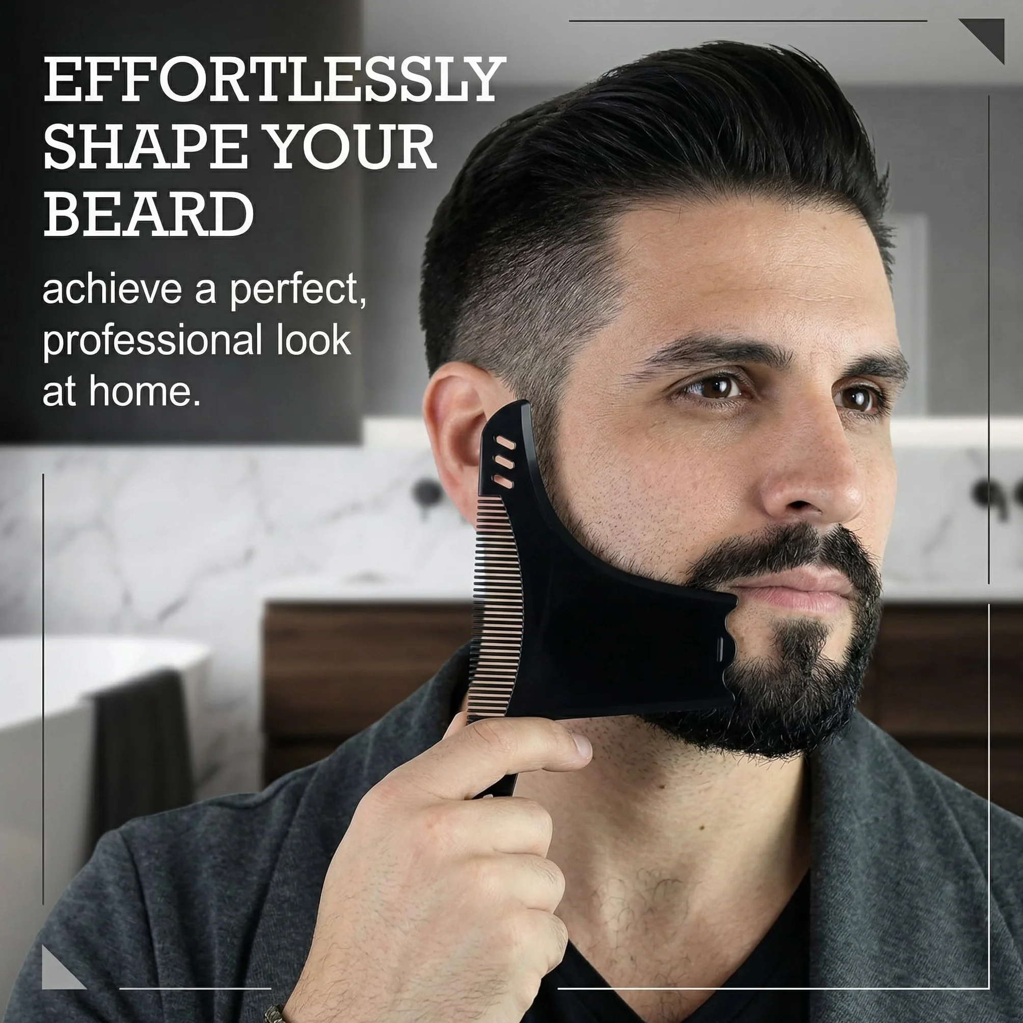 Pettine Stencil per Barba 2 Pezzi, Sagome per Barba Uomo, Strumento per Allineare e Rifinire