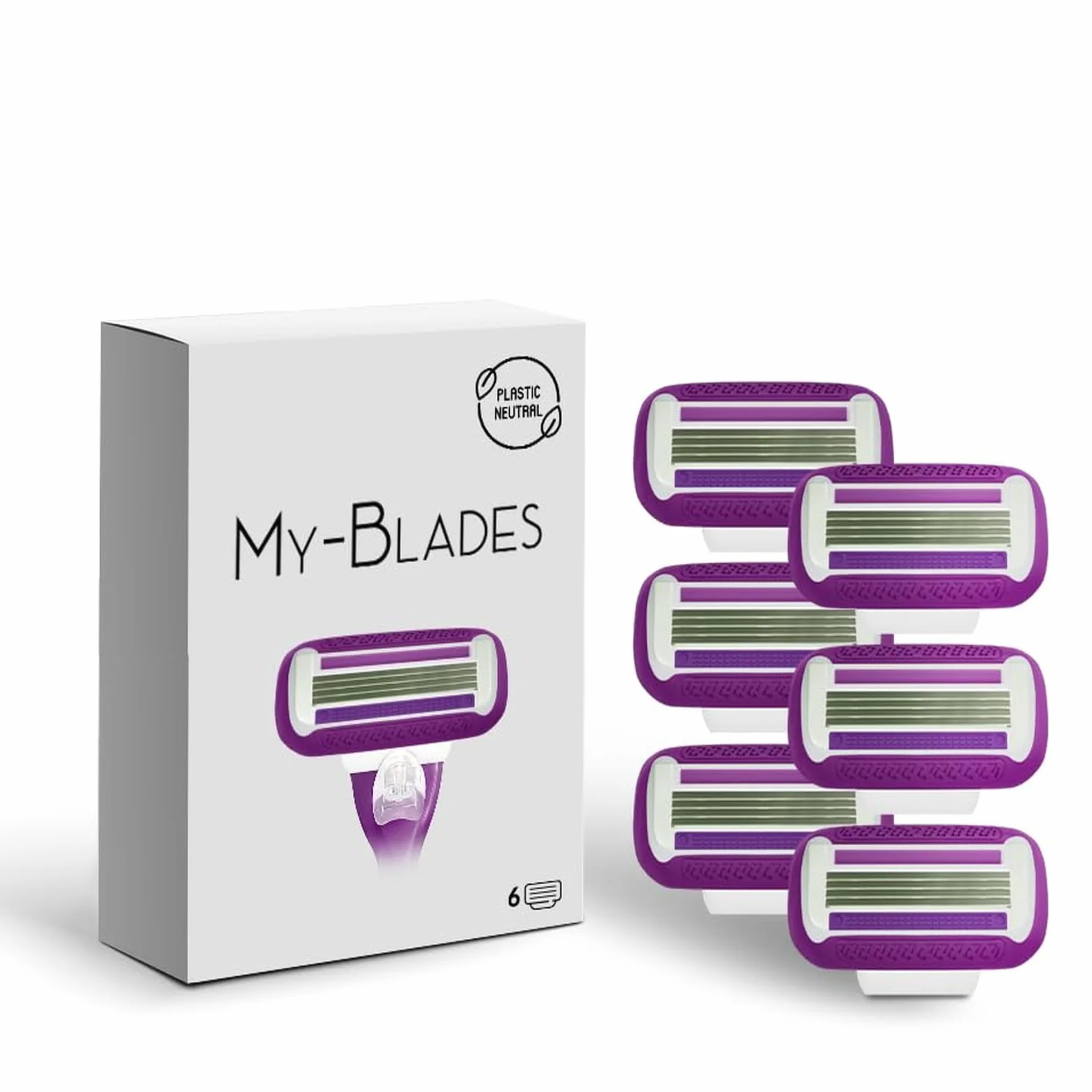 My-Blades® Lamette compatibile con Gillette Venus, Plastic Neutral, Swirl and Smooth, 6 lamette di ricambio a 4 lame per donna