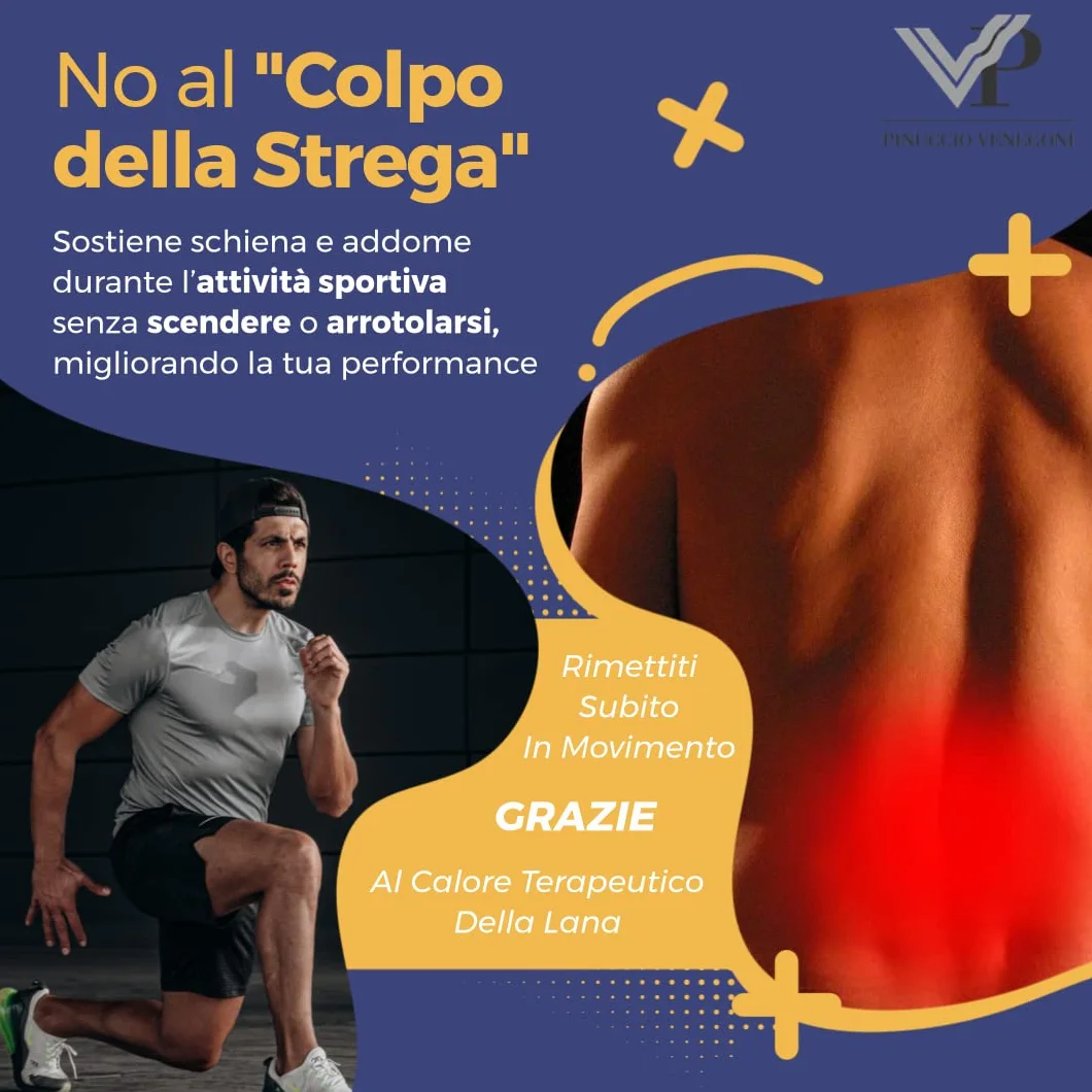VP Pancera Contenitiva Uomo Donna Lombare Riscaldante in Lana e Cotone | Fascia Post-Operatoria Made in Italy, Sollievo Mal di Schiena