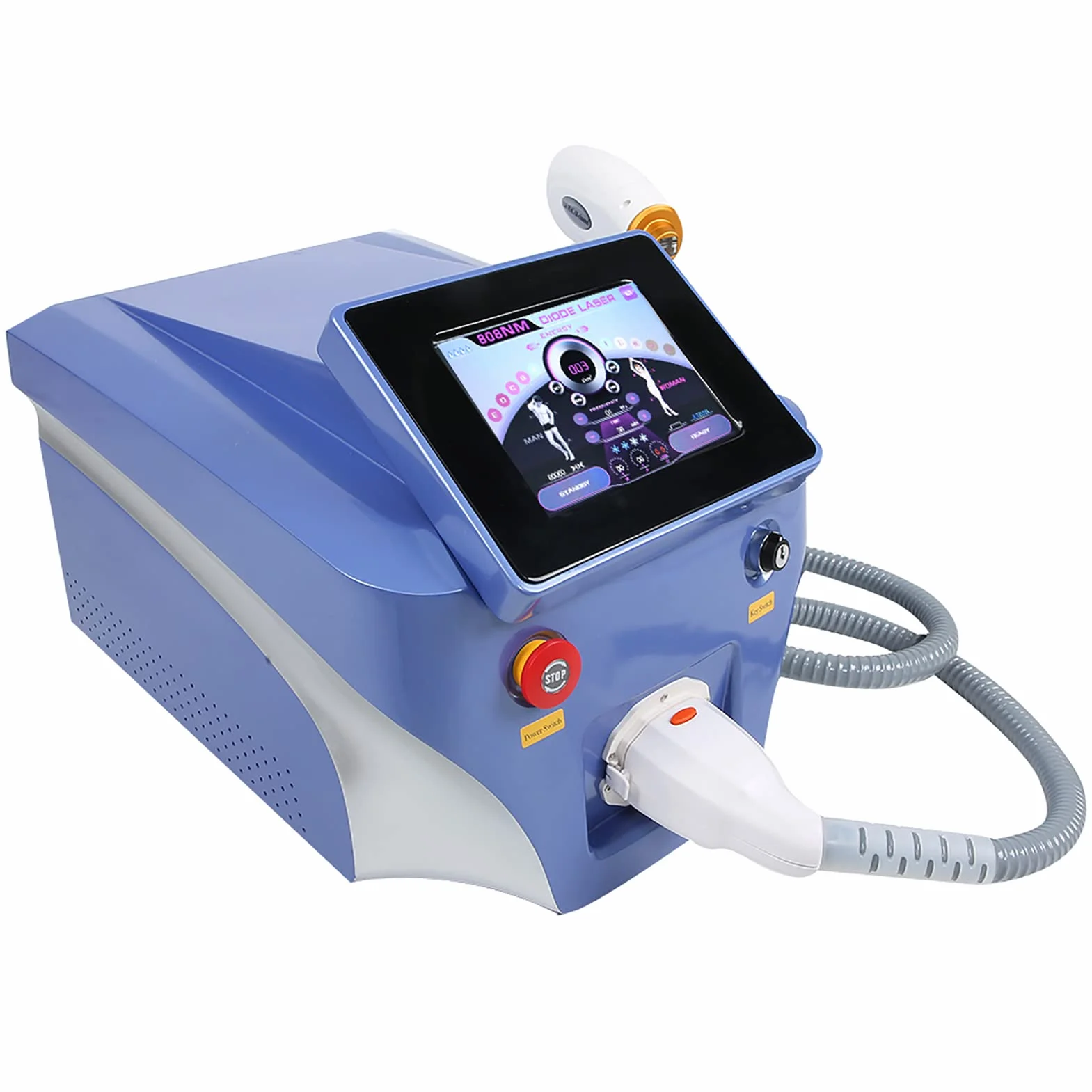 Macchina per la Depilazione, Epilatore Facciale Professionale per il Corpo con 3 Lunghezze D'onda, Macchina per la Depilazione Permanente con Laser a Diodi 808 per Donne e Uomini