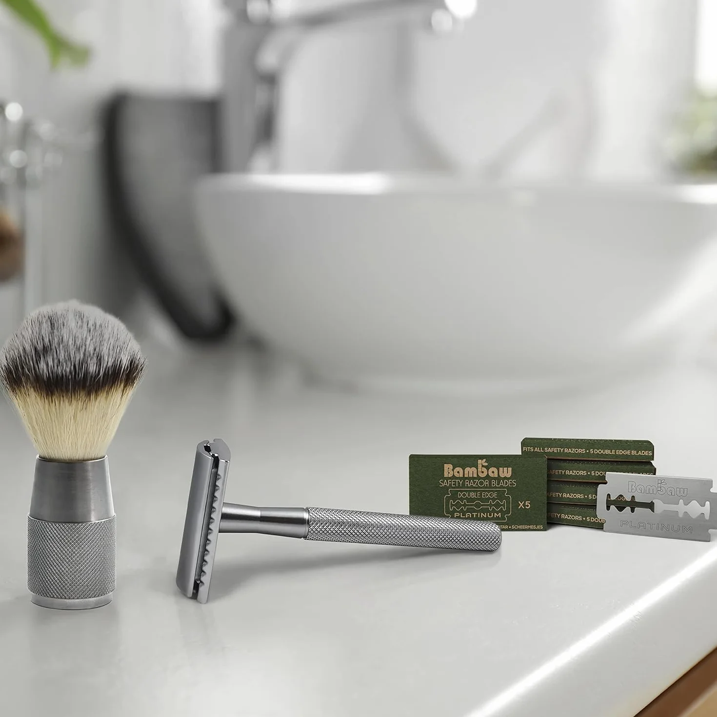 Bambaw - Lamette da Barba per Rasoio di Sicurezza, Lamette a Doppio Filo in Acciaio Inossidabile (60 Blades)