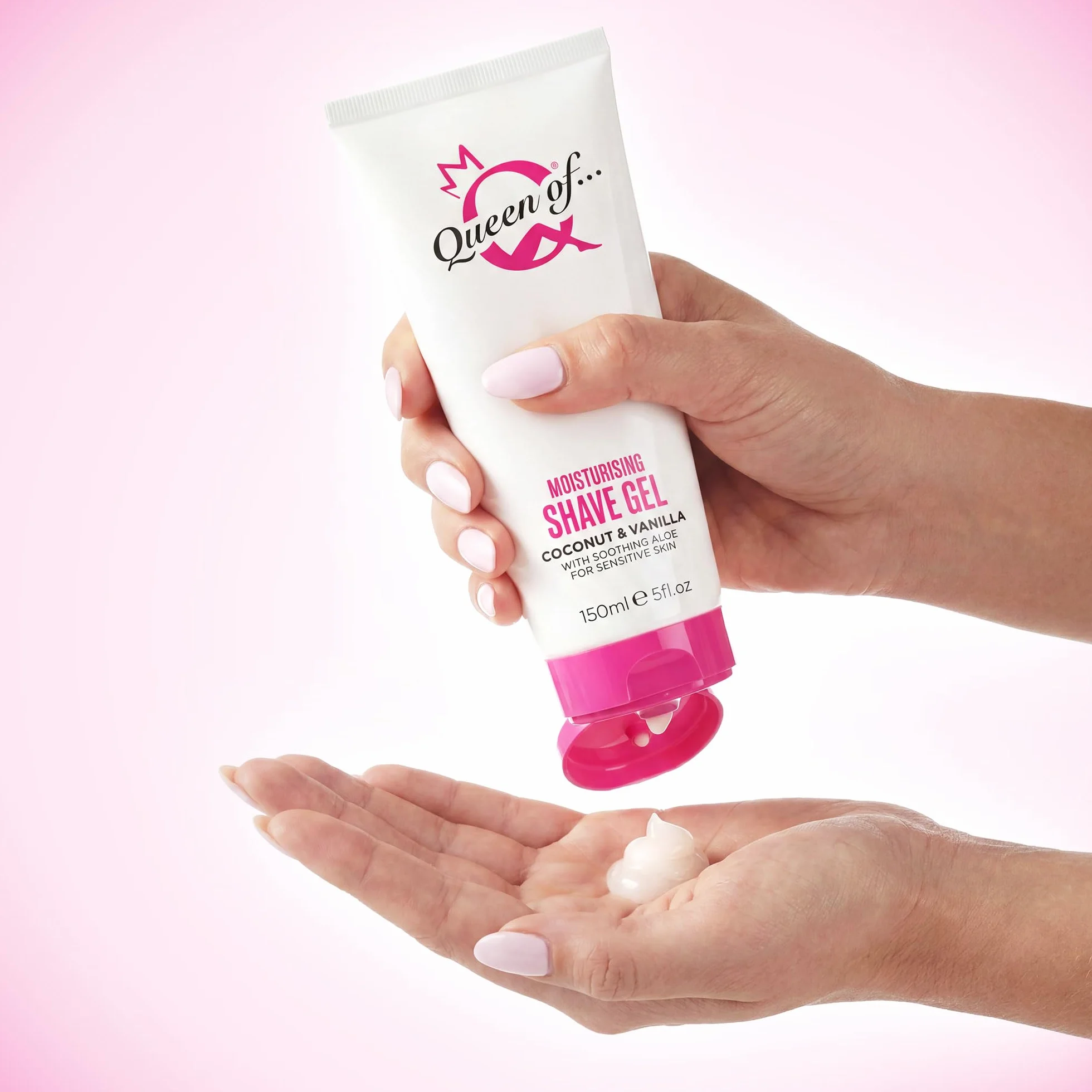 Queen of Ooh la la! Gel da barba idratante per donne, pelle sensibile, bassa schiuma, per gambe, ascelle e bikini, cocco e vaniglia, vegano, 93,4% ingredienti naturali, 150ml