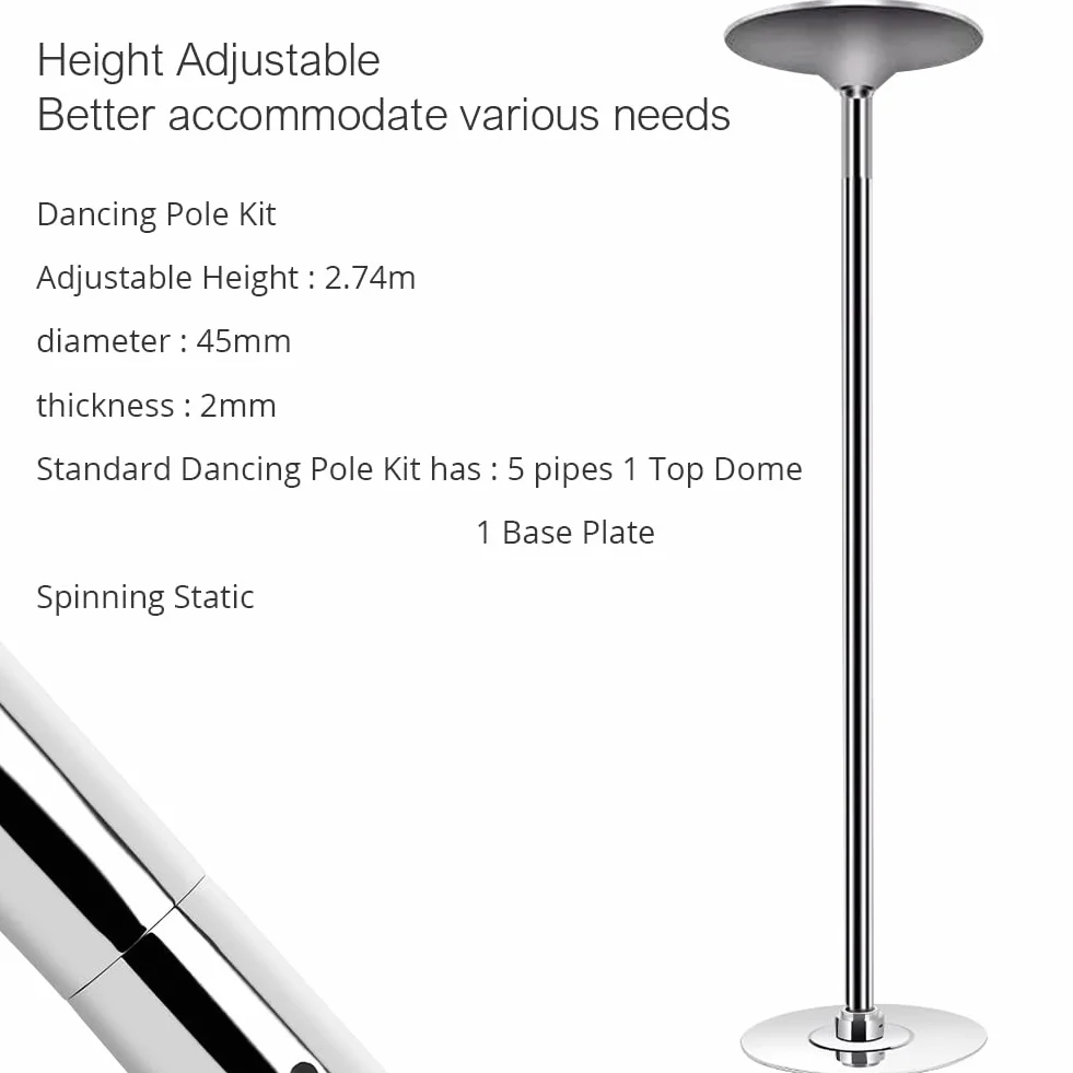 Palo da pole dance professionale diametro 45 mm regolabile portatile rimovibile statico e rotazione