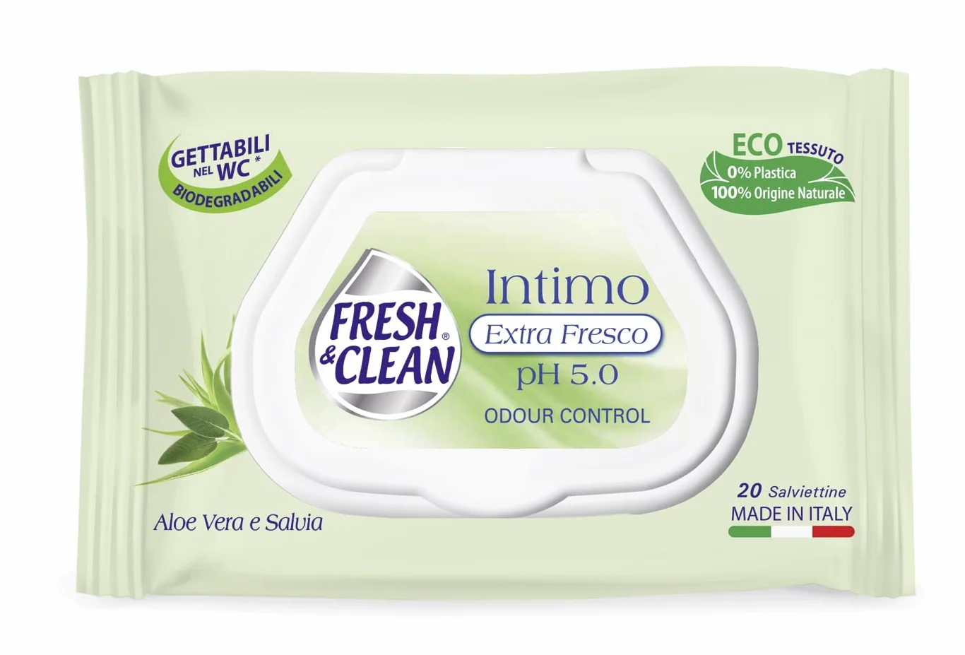 Fresh & Clean Intimo Salviettine Aloe Vera e Salvia pH 5.0 20 pz