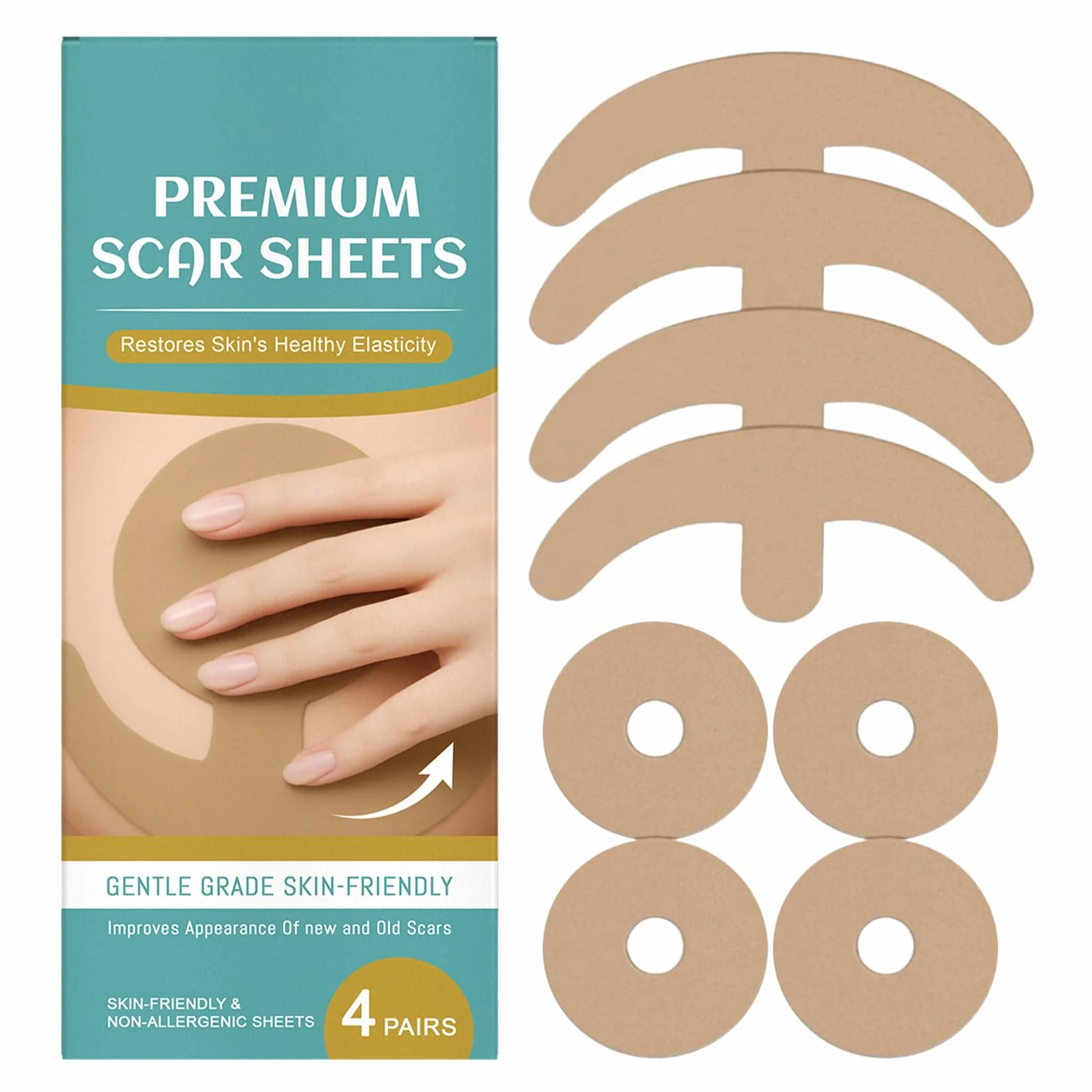 Cerotti In Silicone Per Cicatrici Al Seno - 4 Pezzi Assorbimento Cicatrici | Silicone Traspirante Morbido Riutilizzabile Supporto Recupero Per Donne Adulti