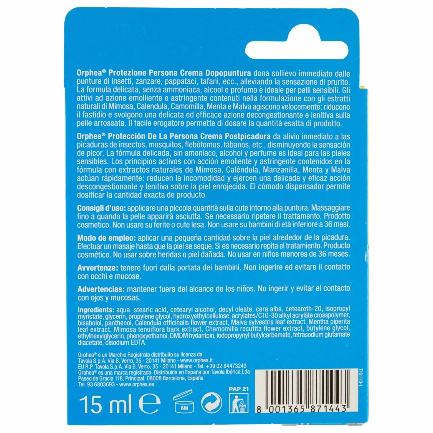 Orphea, Crema Dopopuntura Inodore, Sollievo Immediato Dalle Punture di Insetti, Formula Inodore, Con Estratti Naturali, 50 ml